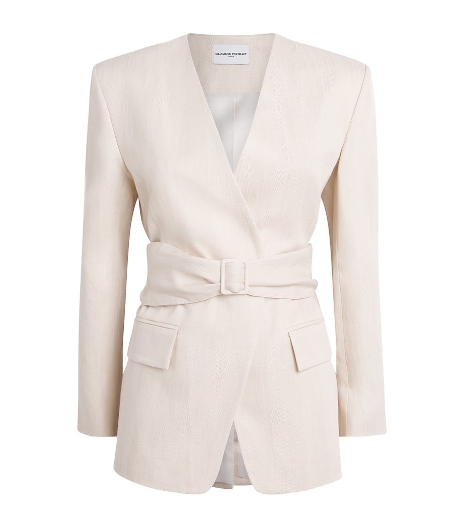 Claudie Pierlot Womens Kimono-Collar Jacket Sand Image 1