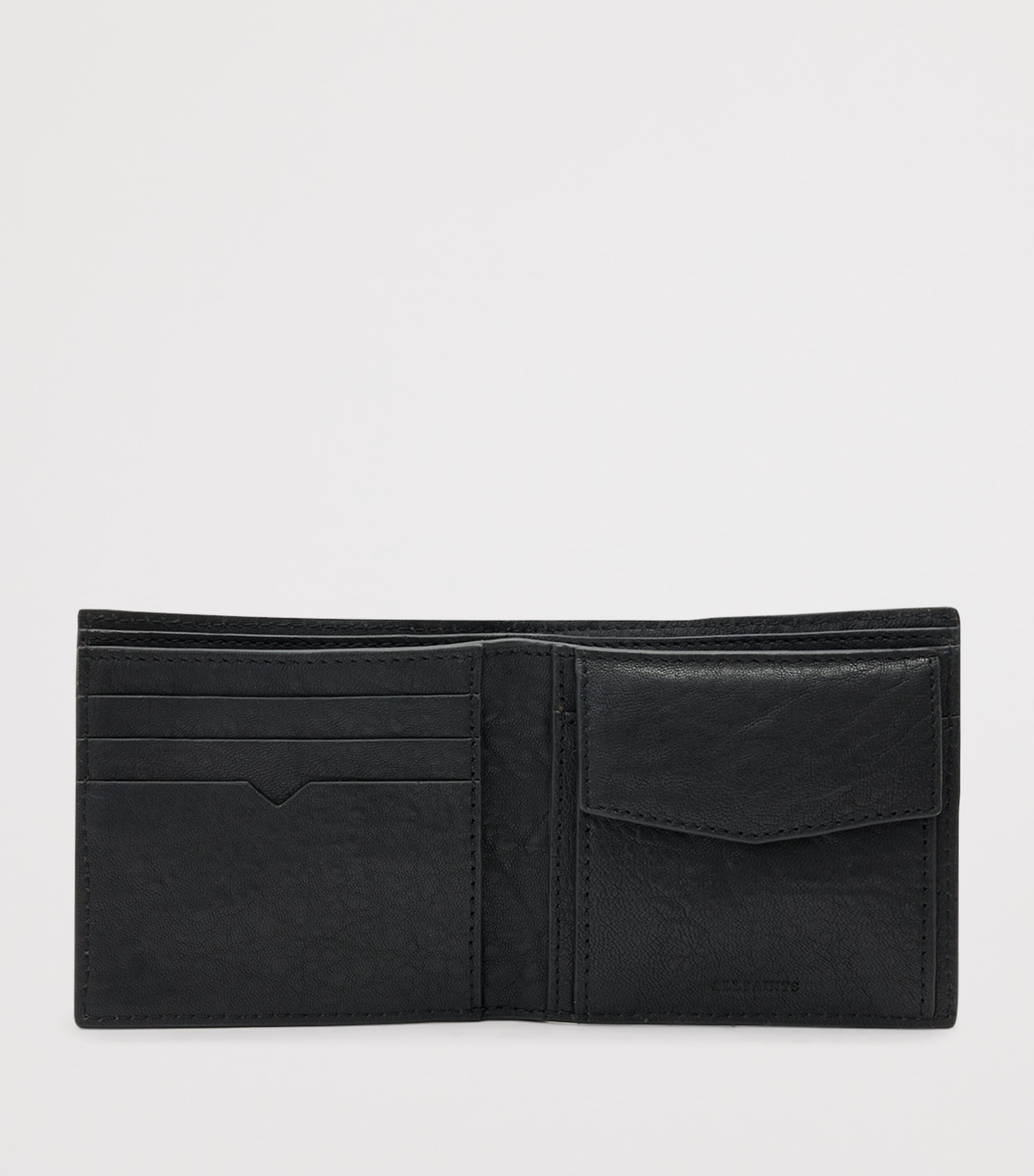 AllSaints Grained Leather Delph Bifold Wallet Black Image 2