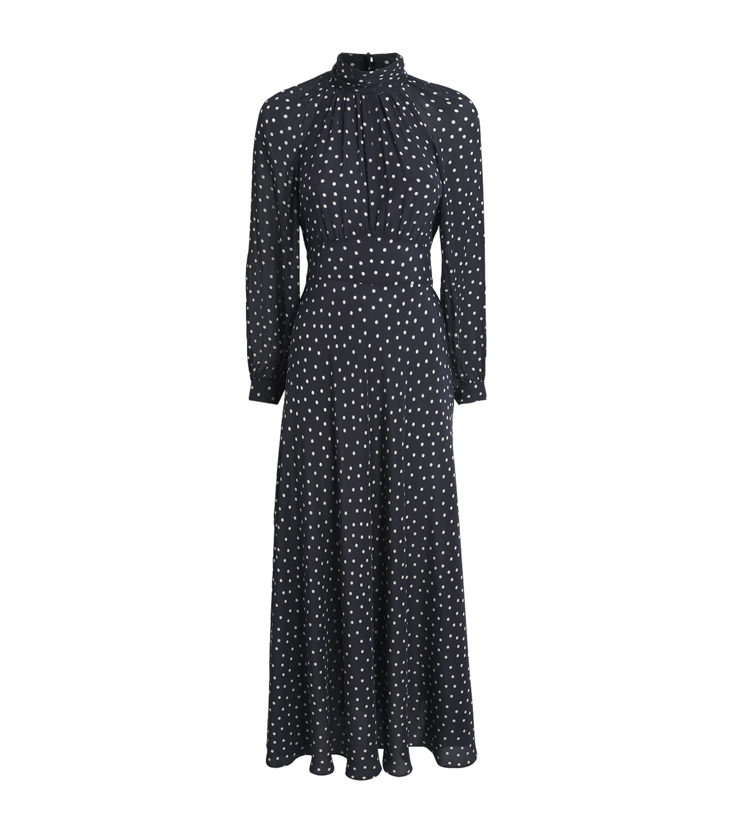 Silk Paige Midi Dress LAYLA DOT NAVY Image 1