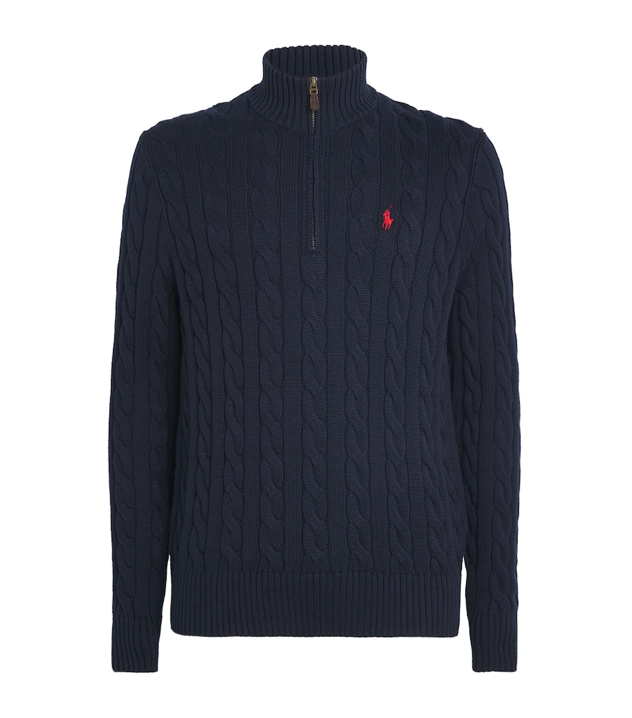 Cotton Cable Knit Sweater BLUE Image 1