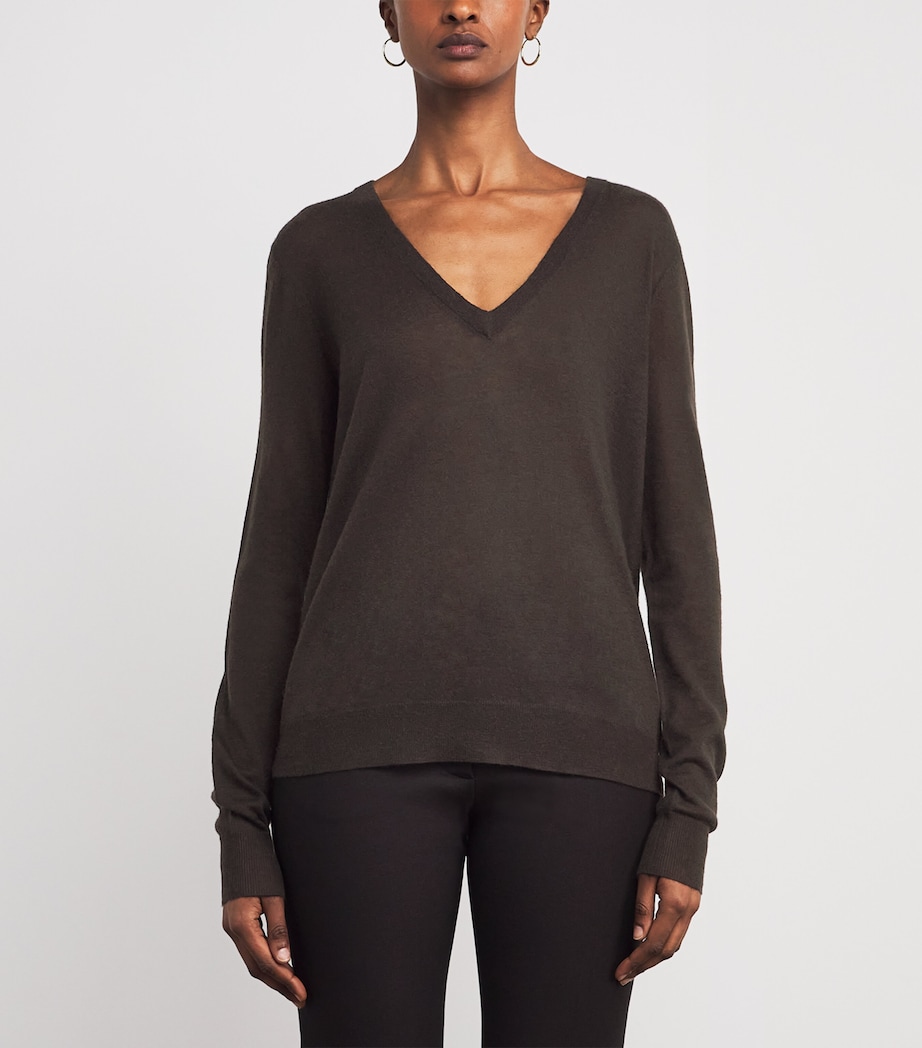 Cashmere V-Neck Sweater COCOA Image 3