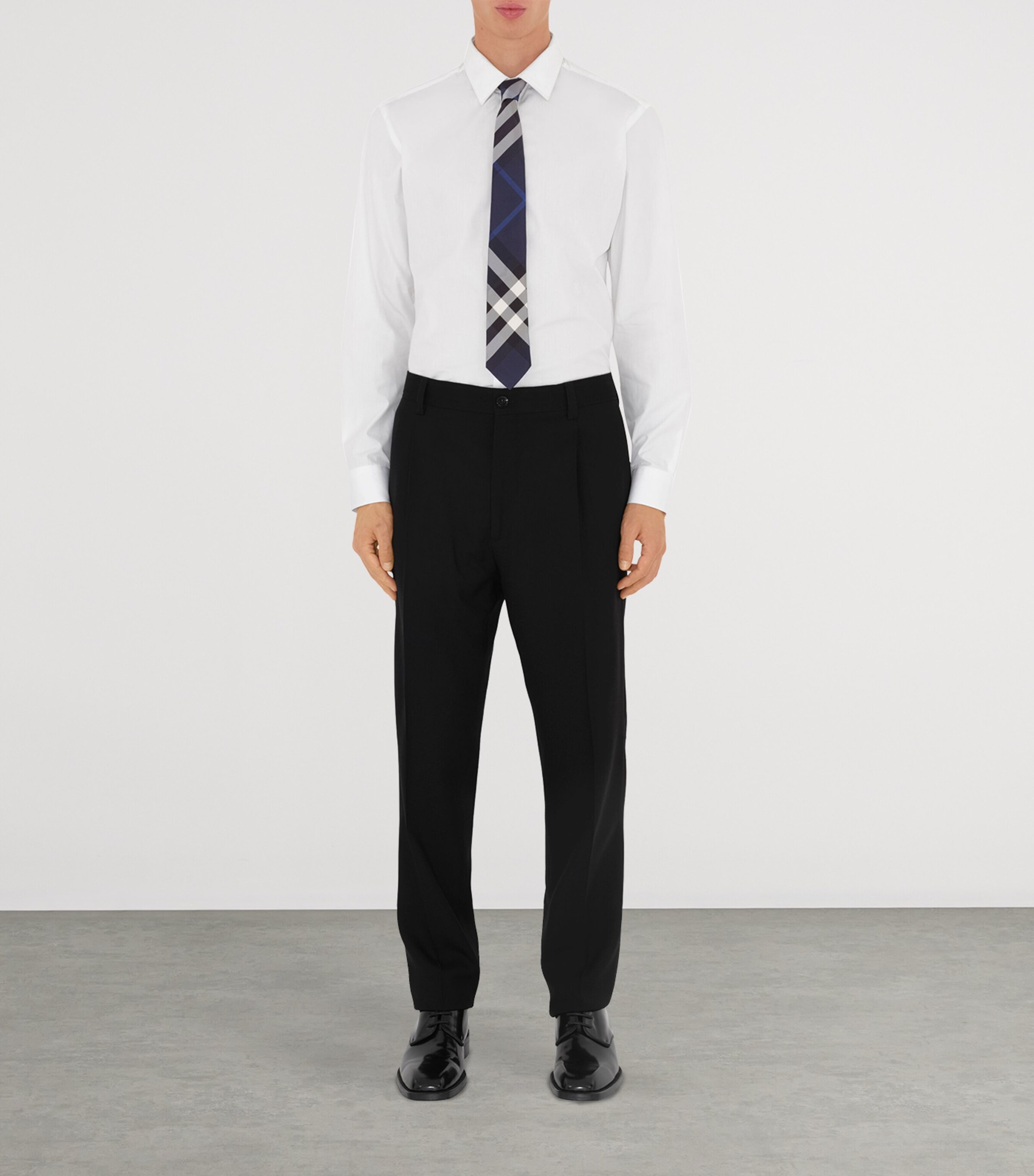 Silk Check Tie NAVY Image 3