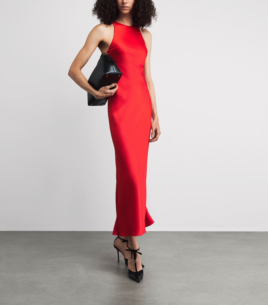 Blazé Milano Womens Satin Novalis Skyros Midi Dress Crab Image 2