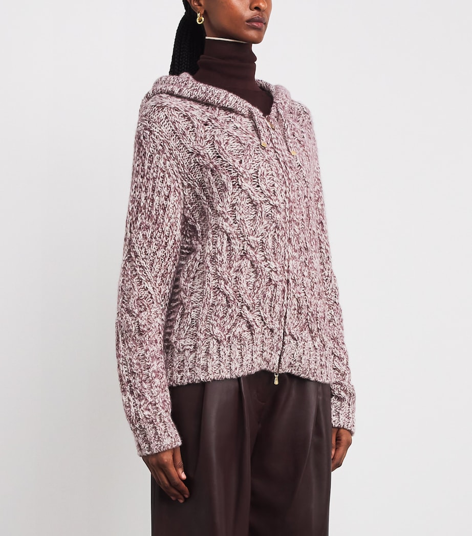 Wool-Blend Cable-Knit Zip-Up Hoodie MOSTO Image 3