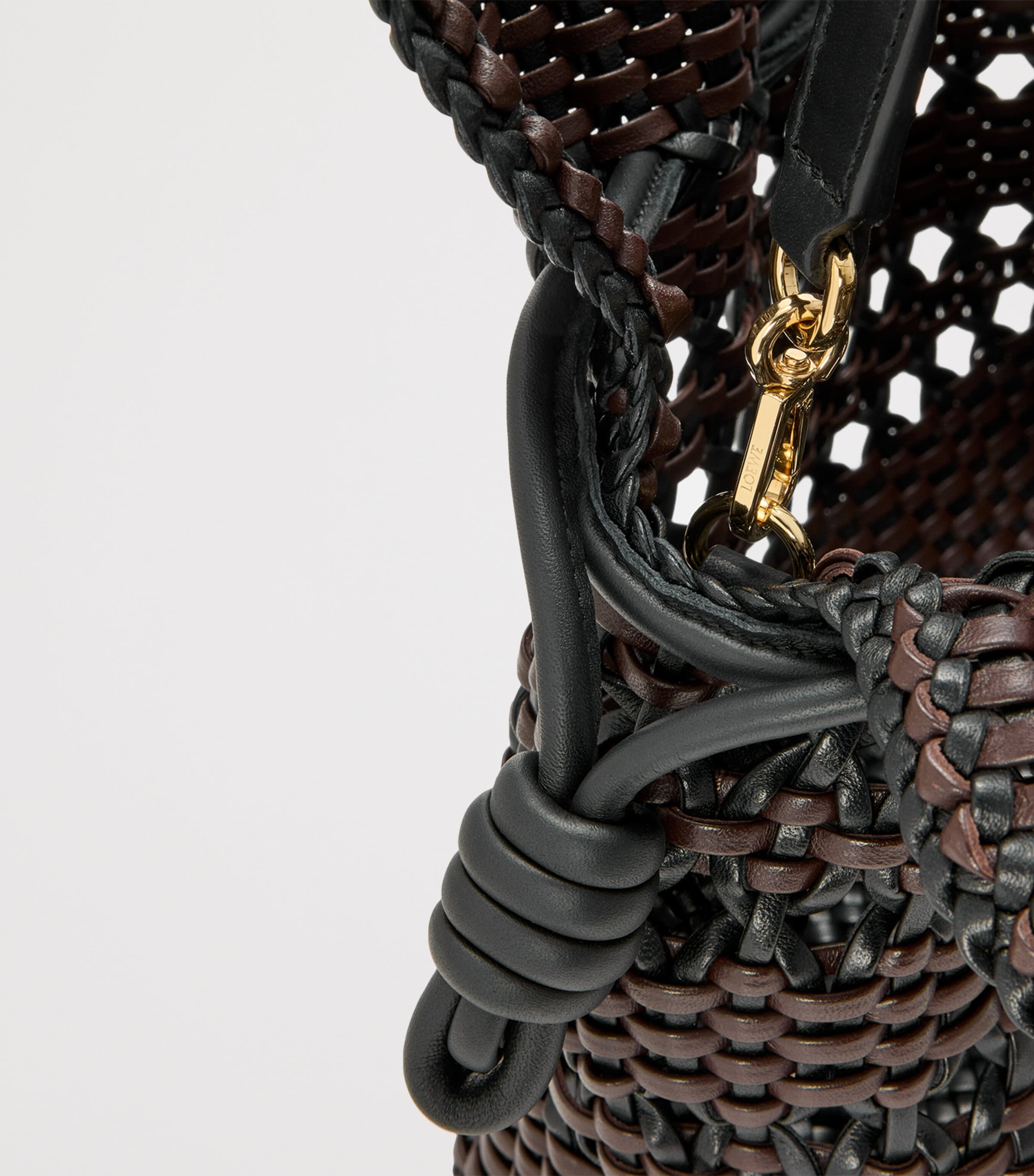 Leather Woven Flamenco Clutch Bag BLACK/BROWN Image 9