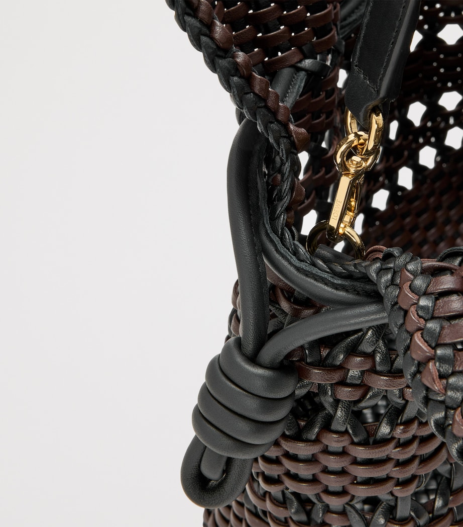 Leather Woven Flamenco Clutch Bag BLACK/BROWN Image 9