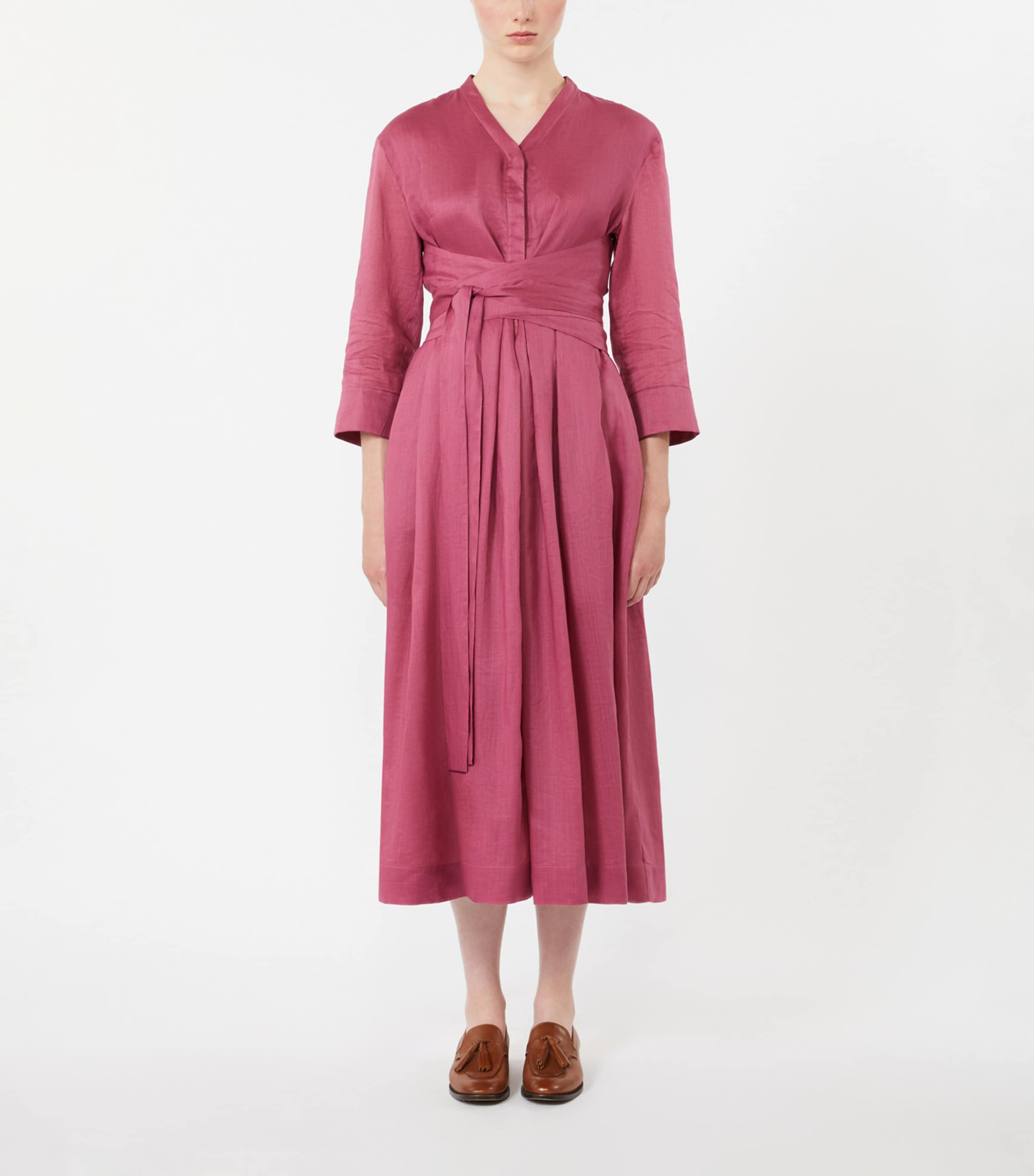 Max Mara Womens Ramie Canvas Midi Dress Cyclamen Image 2