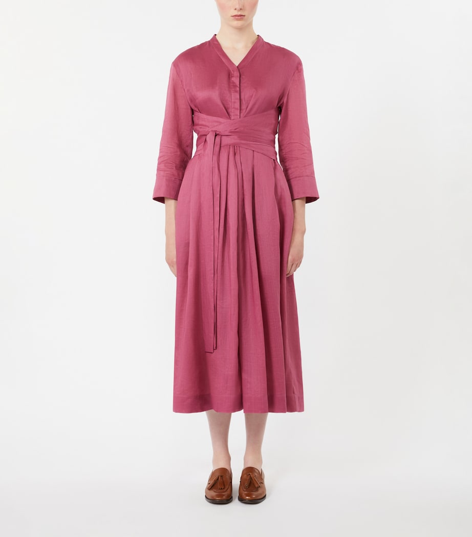 Max Mara Womens Ramie Canvas Midi Dress Cyclamen Image 2