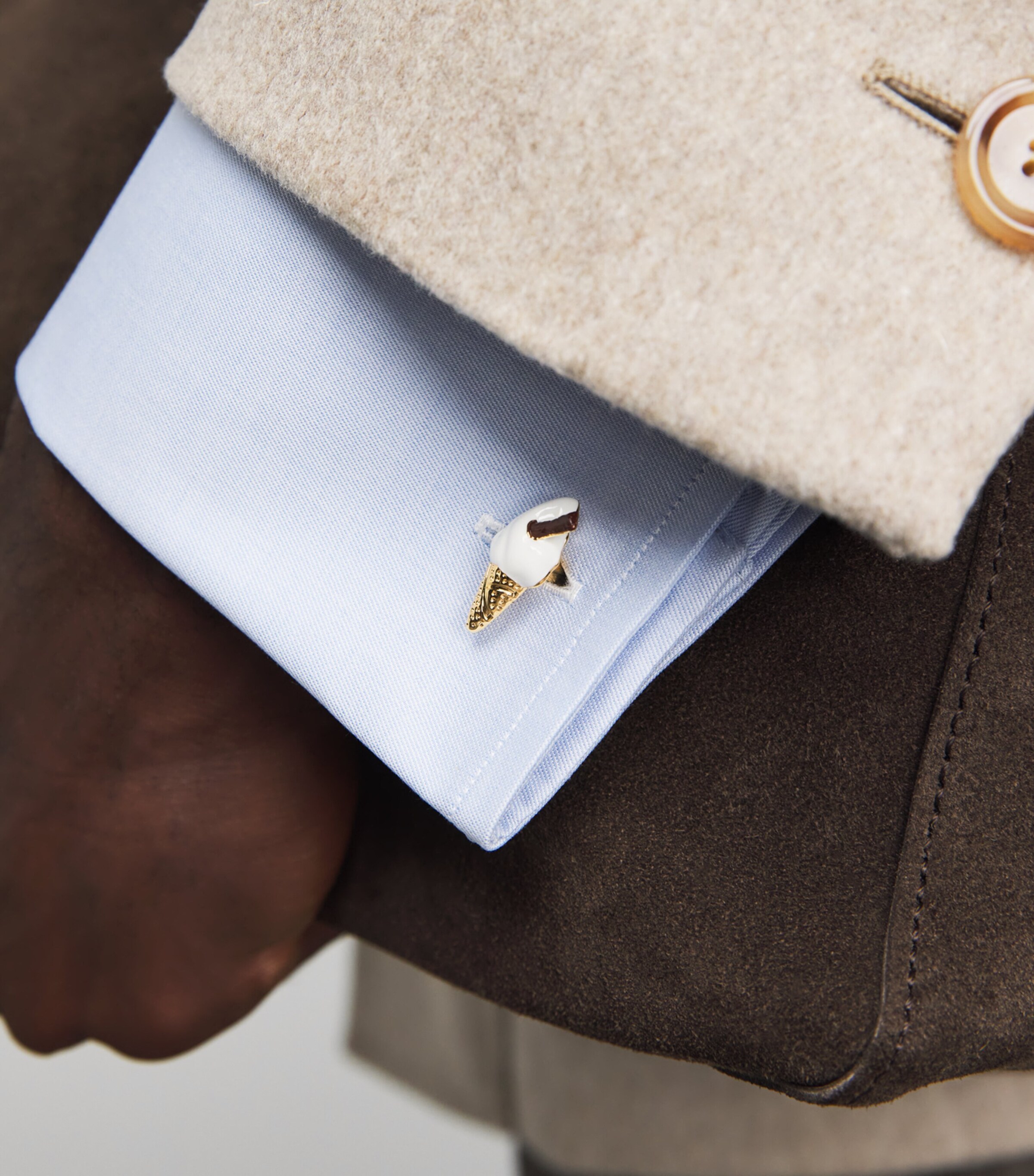 Babette Wasserman Yellow Gold-Plated Ice Cream Cufflinks Gold Image 2