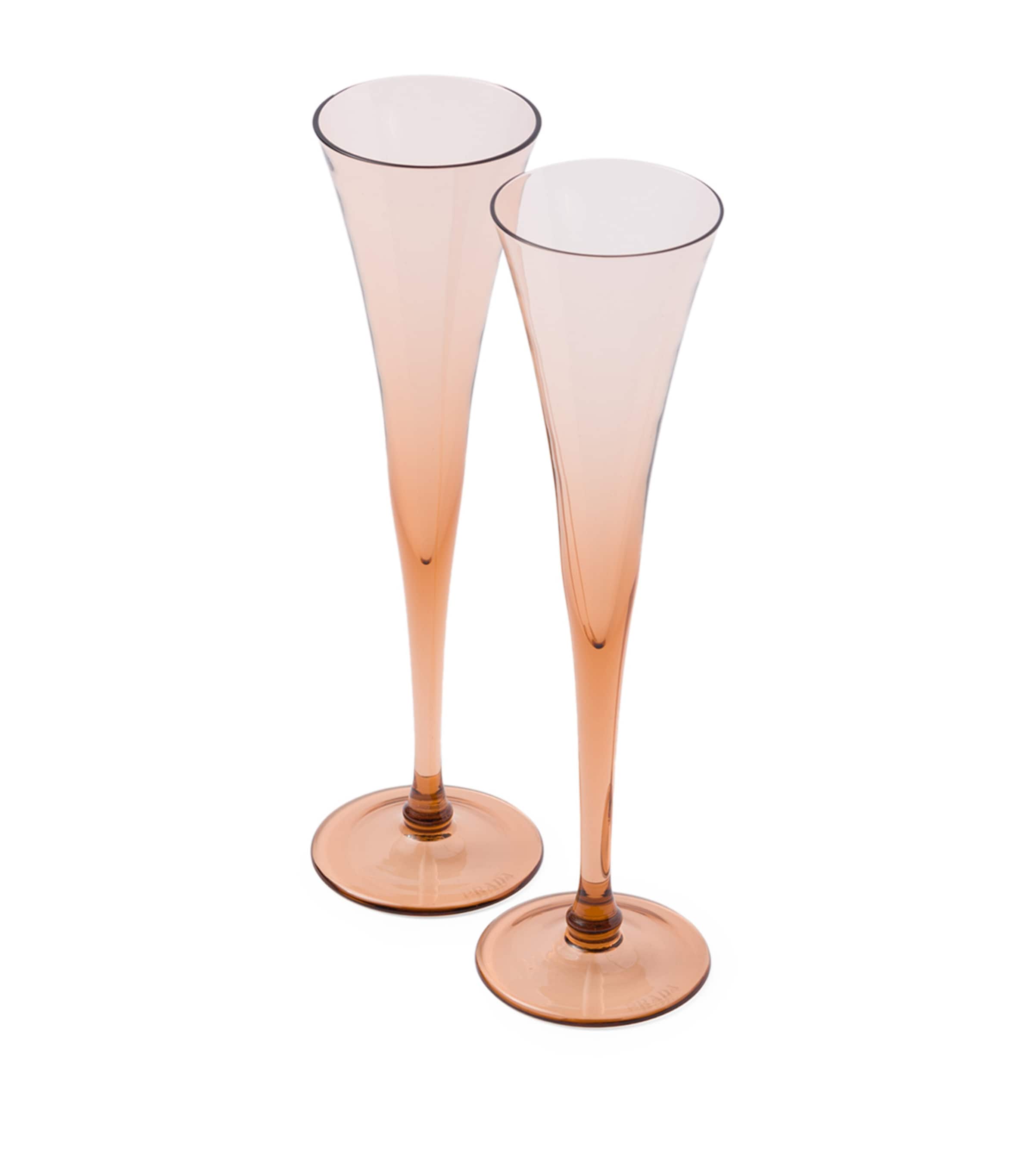 Prada Set Of 2 New York Champagne Flutes In Orange