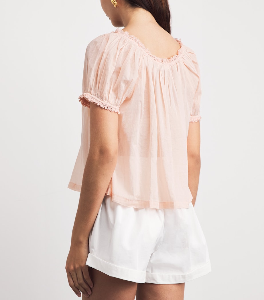 DÔEN Womens Organic Cotton Frederica Blouse Blush Image 5