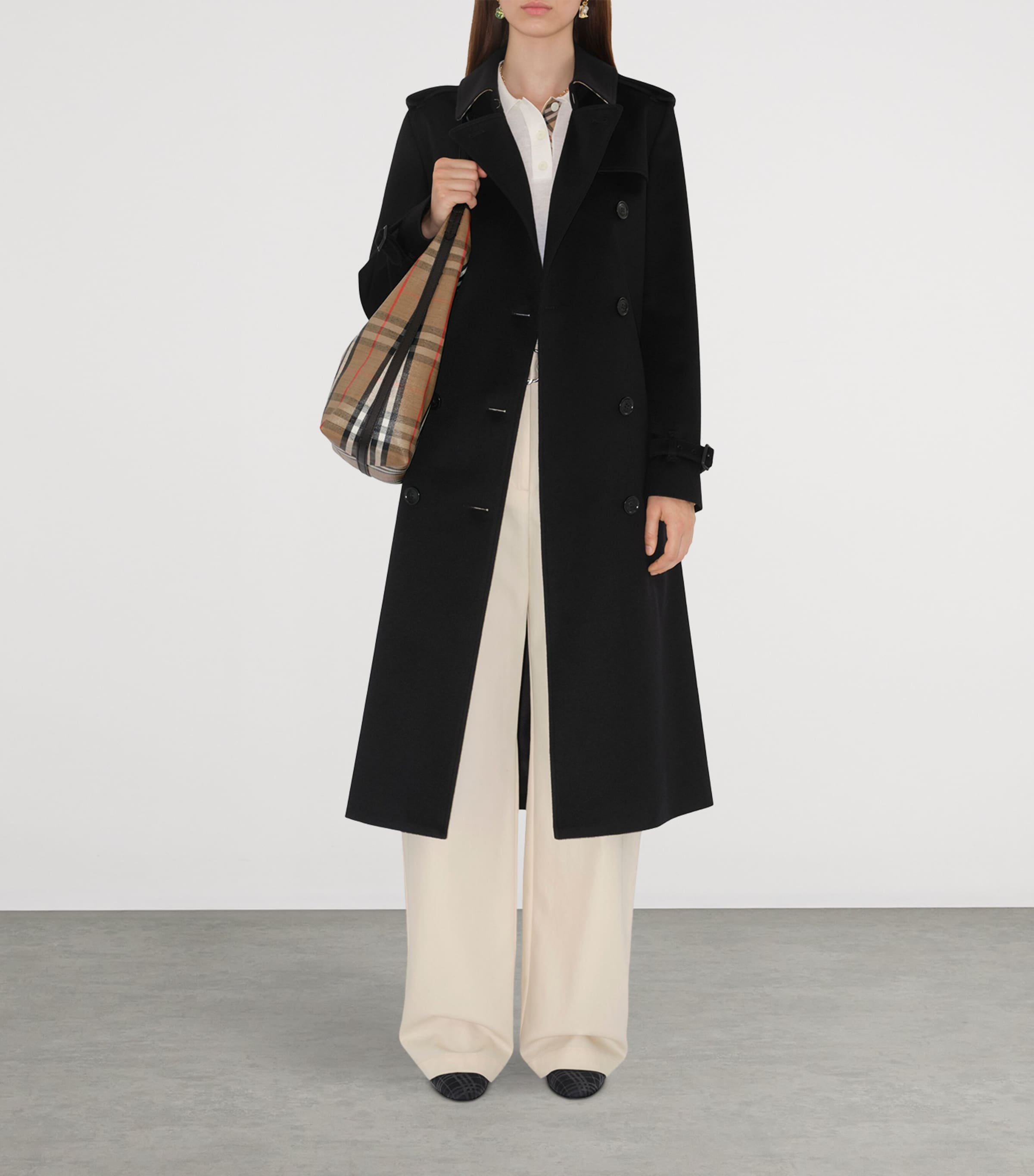 Cashmere Long Kensington Heritage Trench Coat BLACK Image 3