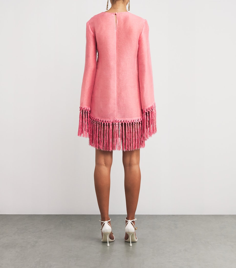Linen-Blend Fringed Claudia Mini Dress ORCHID PINK Image 3