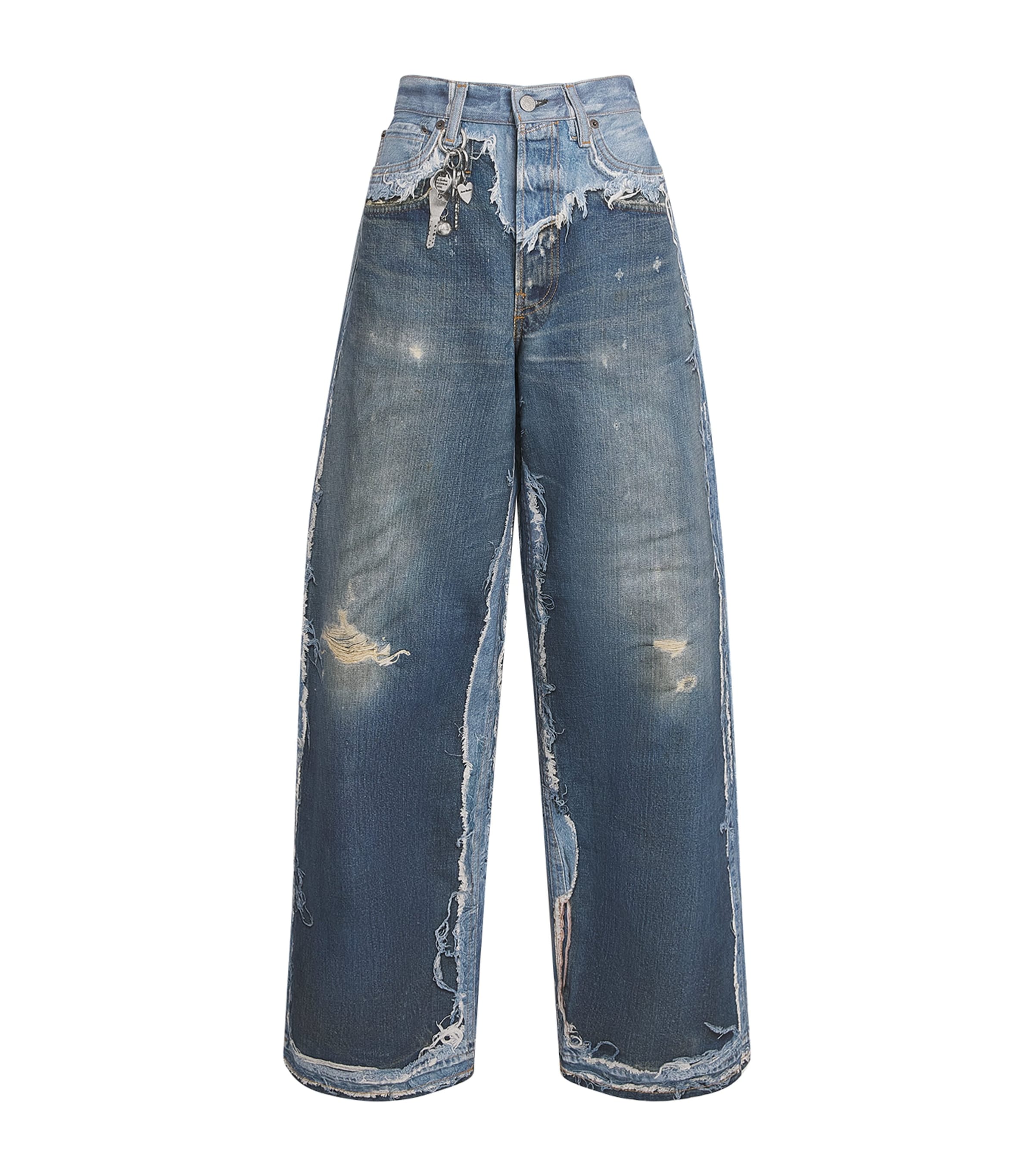 Acne Studios Womens Trompe-l'Oeil 1981 Low-Rise Jeans Auz Mid Blue Image 1