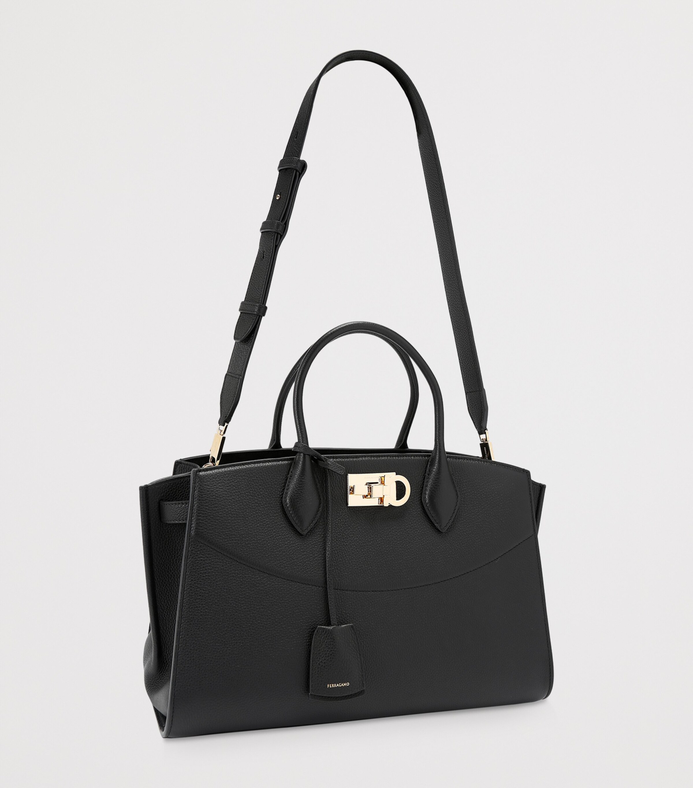 Salvatore Ferragamo Black Large Leather New Studio Top-Handle Bag