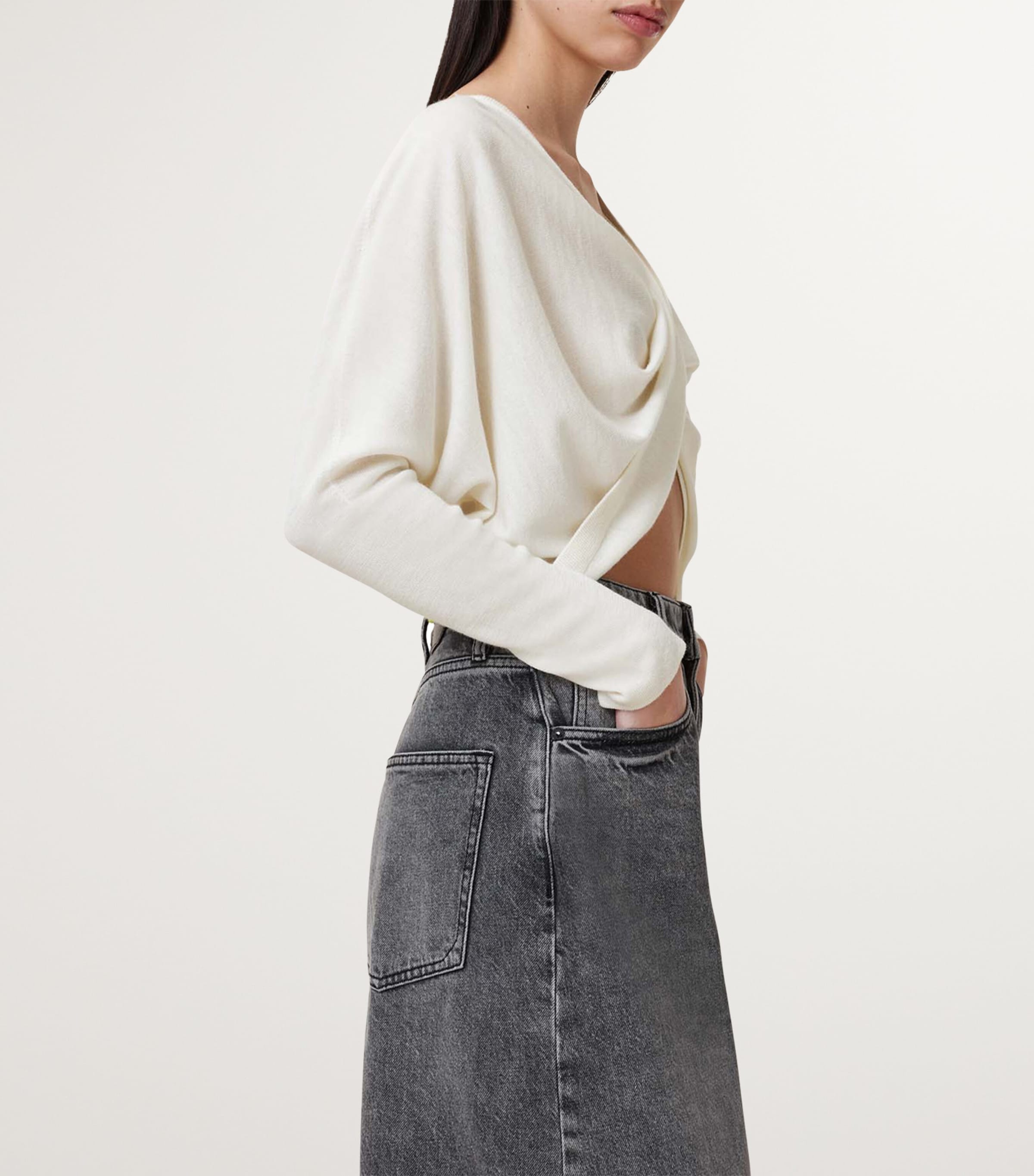 AllSaints Womens Wool Julieana Wrap Sweater Chalk White Image 4
