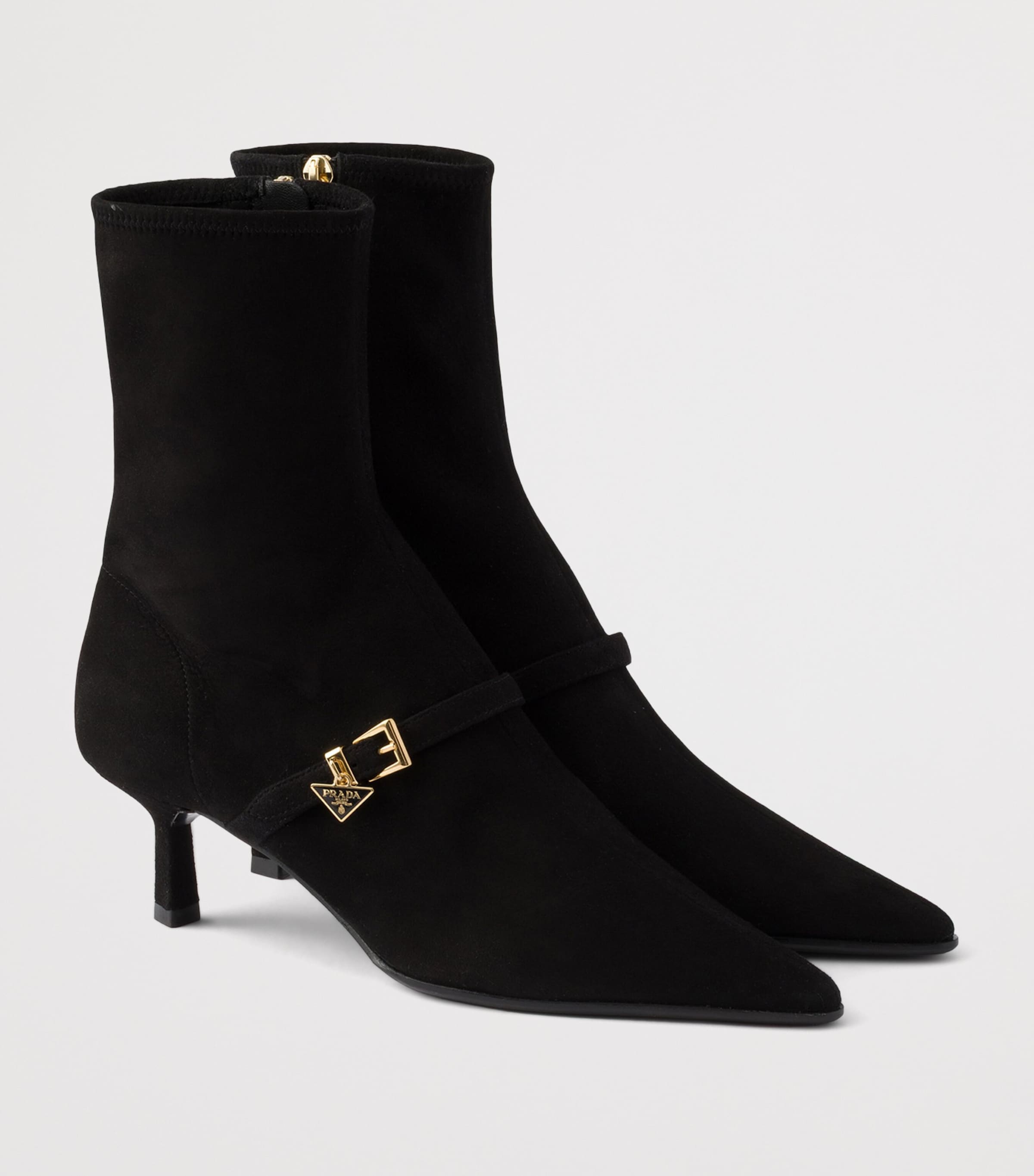 Prada Suede Stretch Heeled Boots 55 Black Image 2