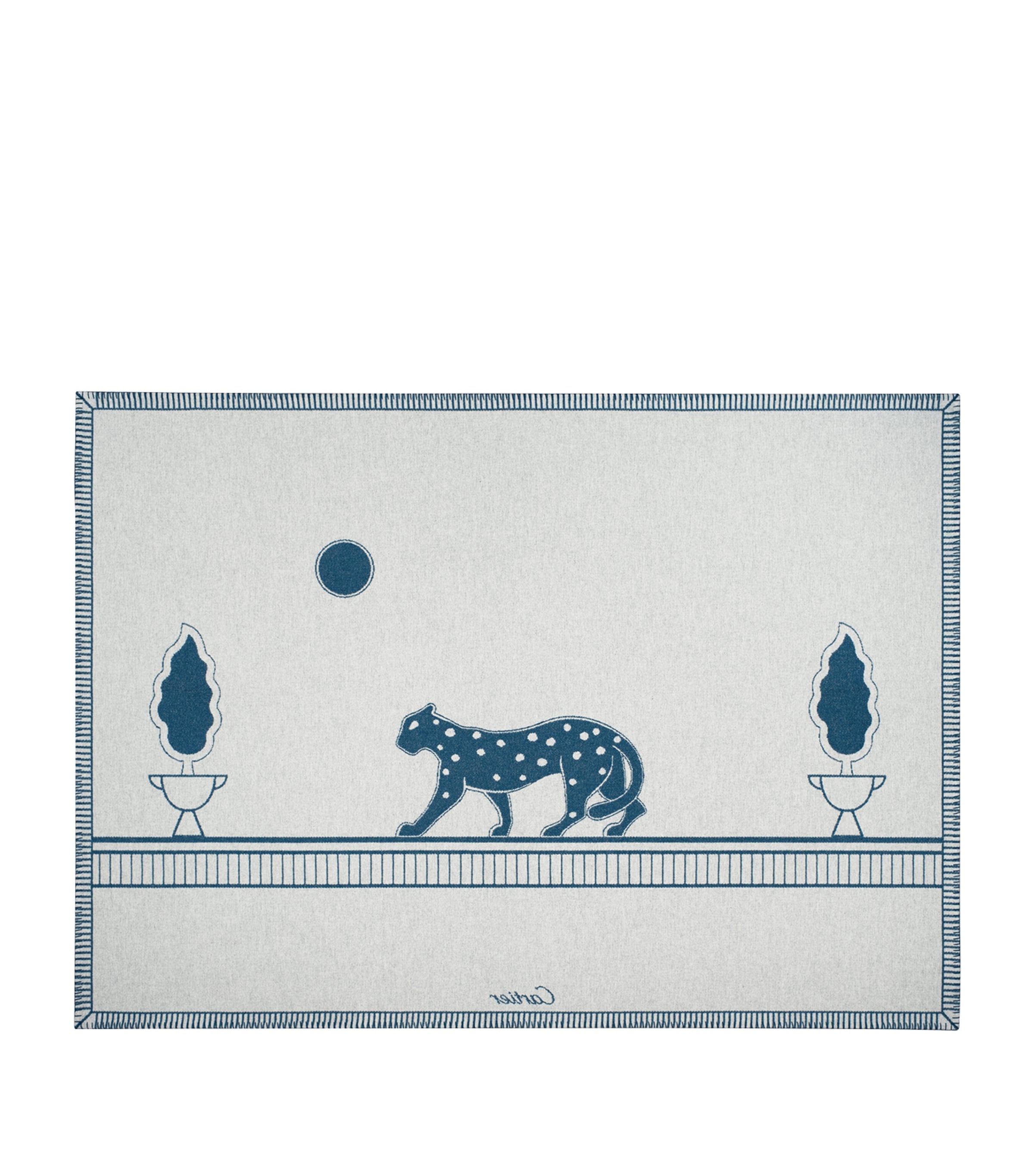 Merino Wool-Cashmere Panthère de Cartier Blanket (190cm x 140cm) BLUE Image 3
