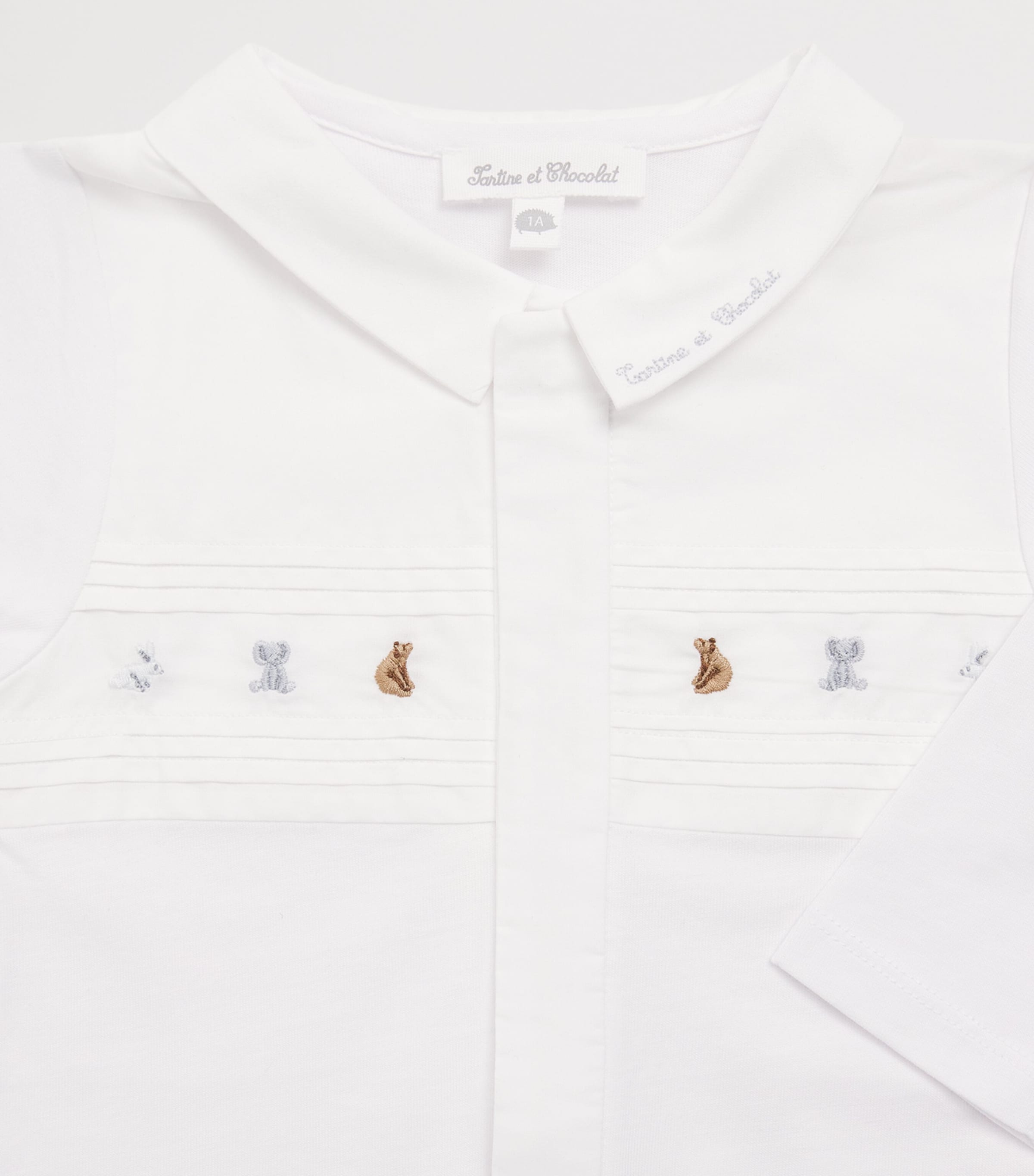 Cotton Embroidered All-In-One (1-24 Months) 1BLANC Image 3