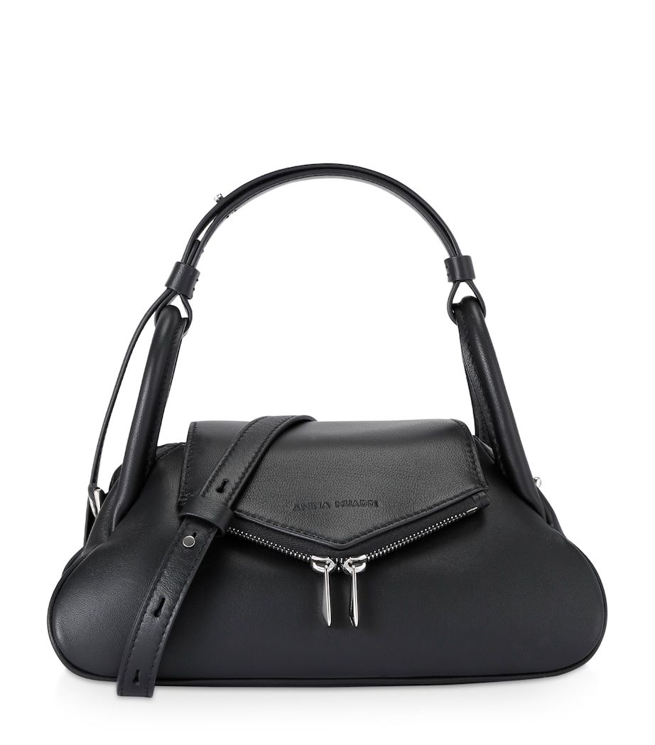 Small Leather Gemini Shoulder Bag BLACK Image 1