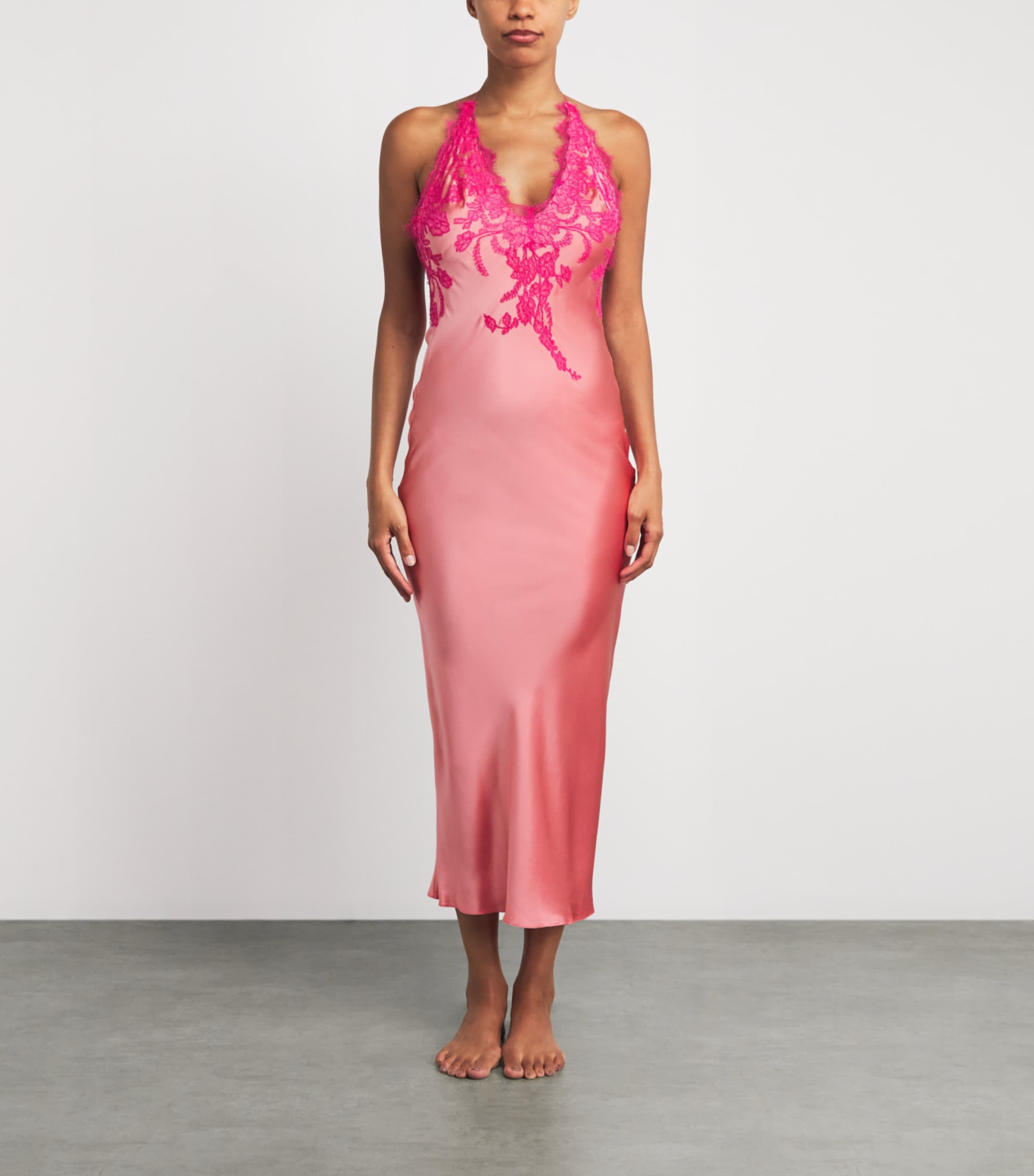 TORLOWEI Womens Silk Tokoni Midi Slip Dress Coral/begonia Image 4