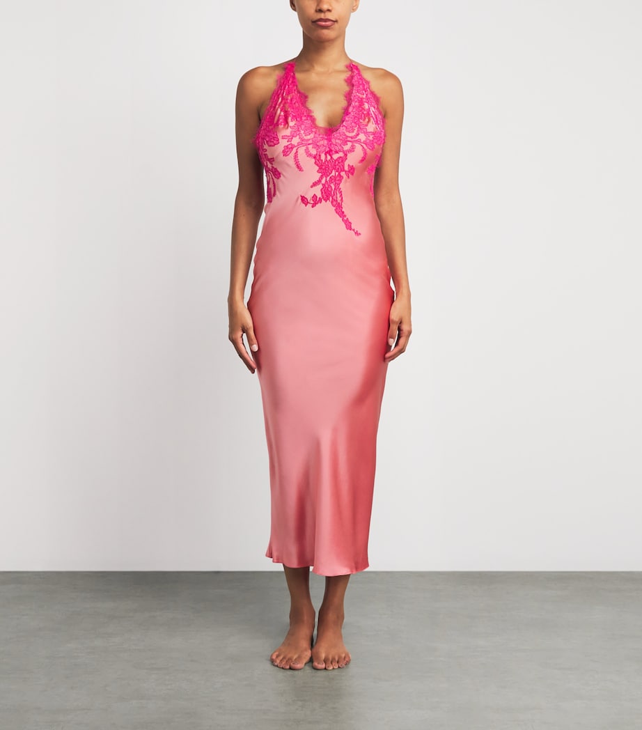 TORLOWEI Womens Silk Tokoni Midi Slip Dress Coral/begonia Image 4