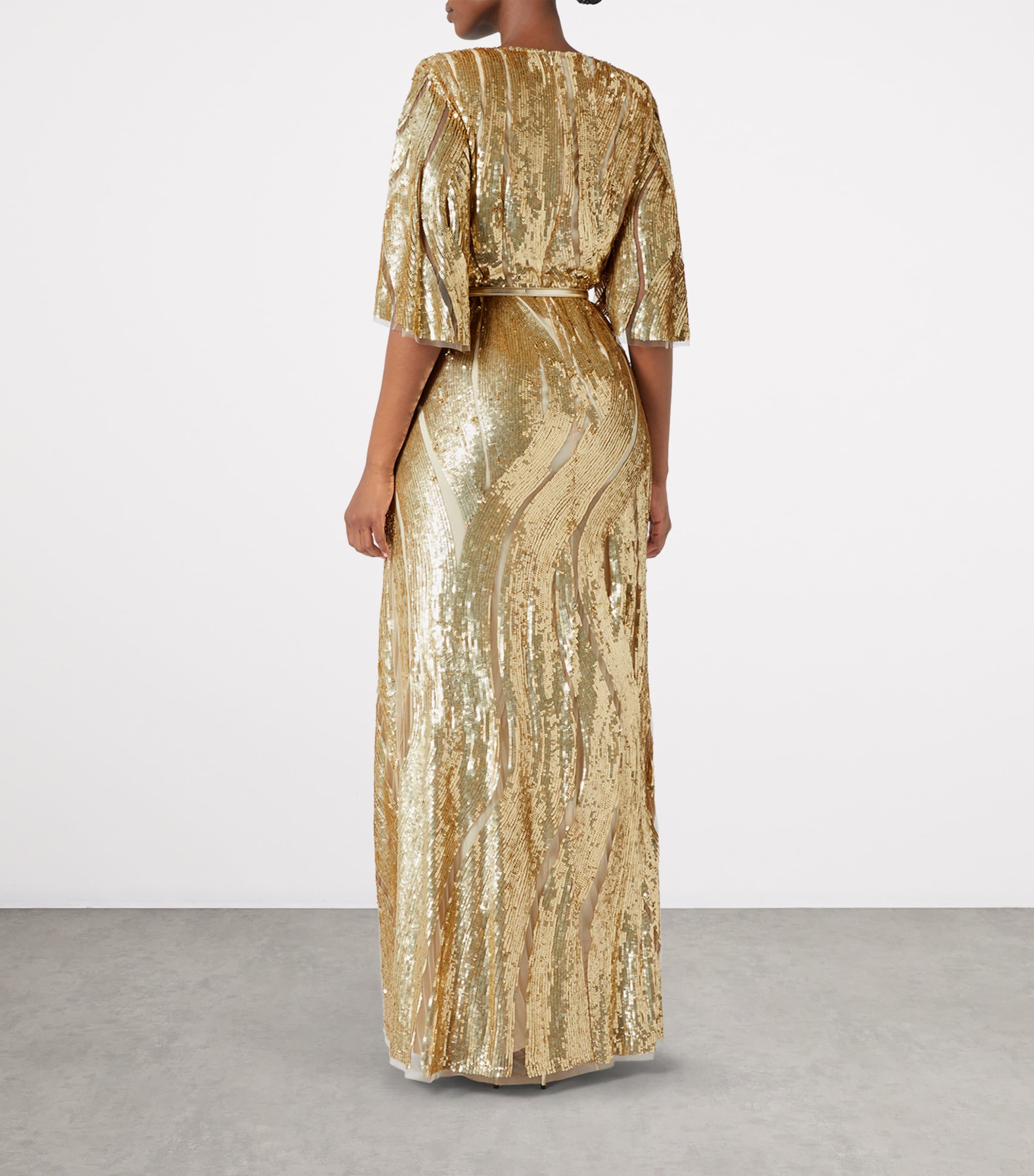 Sequinned Maxi Dress LIGHT GOLD Image 5