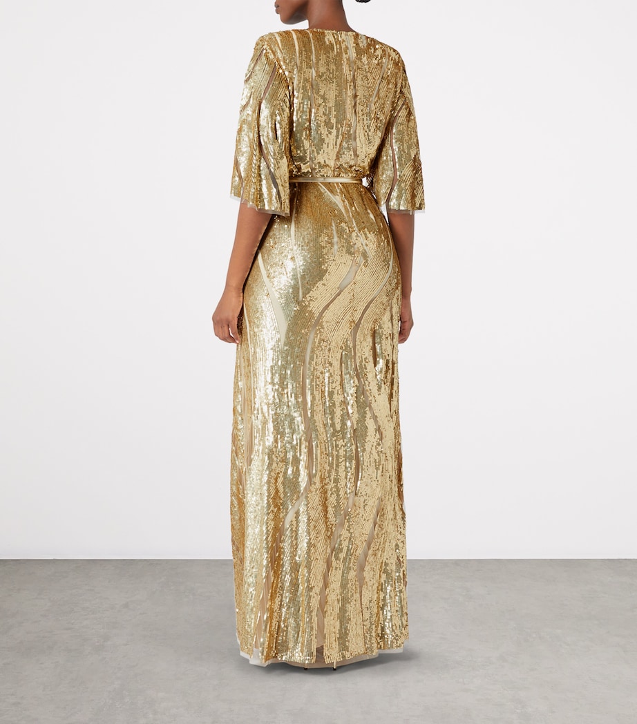 Sequinned Maxi Dress LIGHT GOLD Image 5