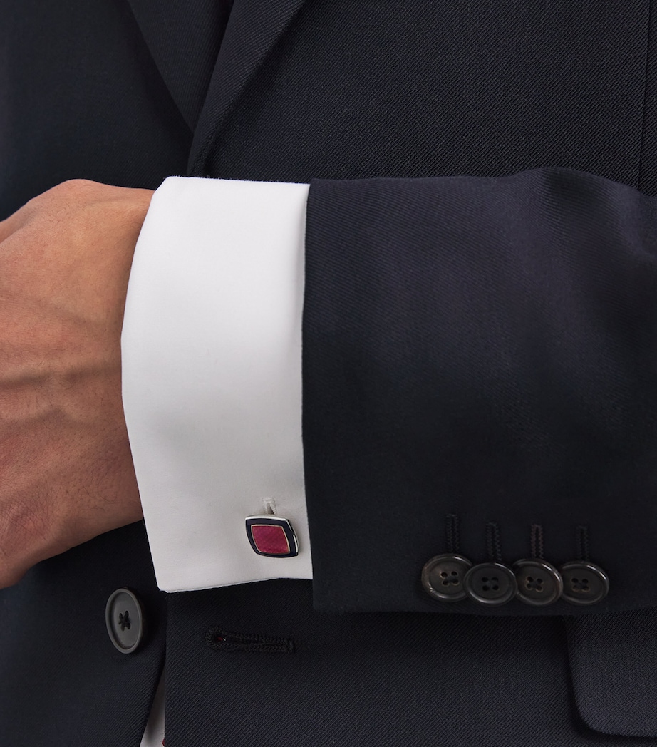 Sterling Silver and Enamel Cufflinks PINK Image 5