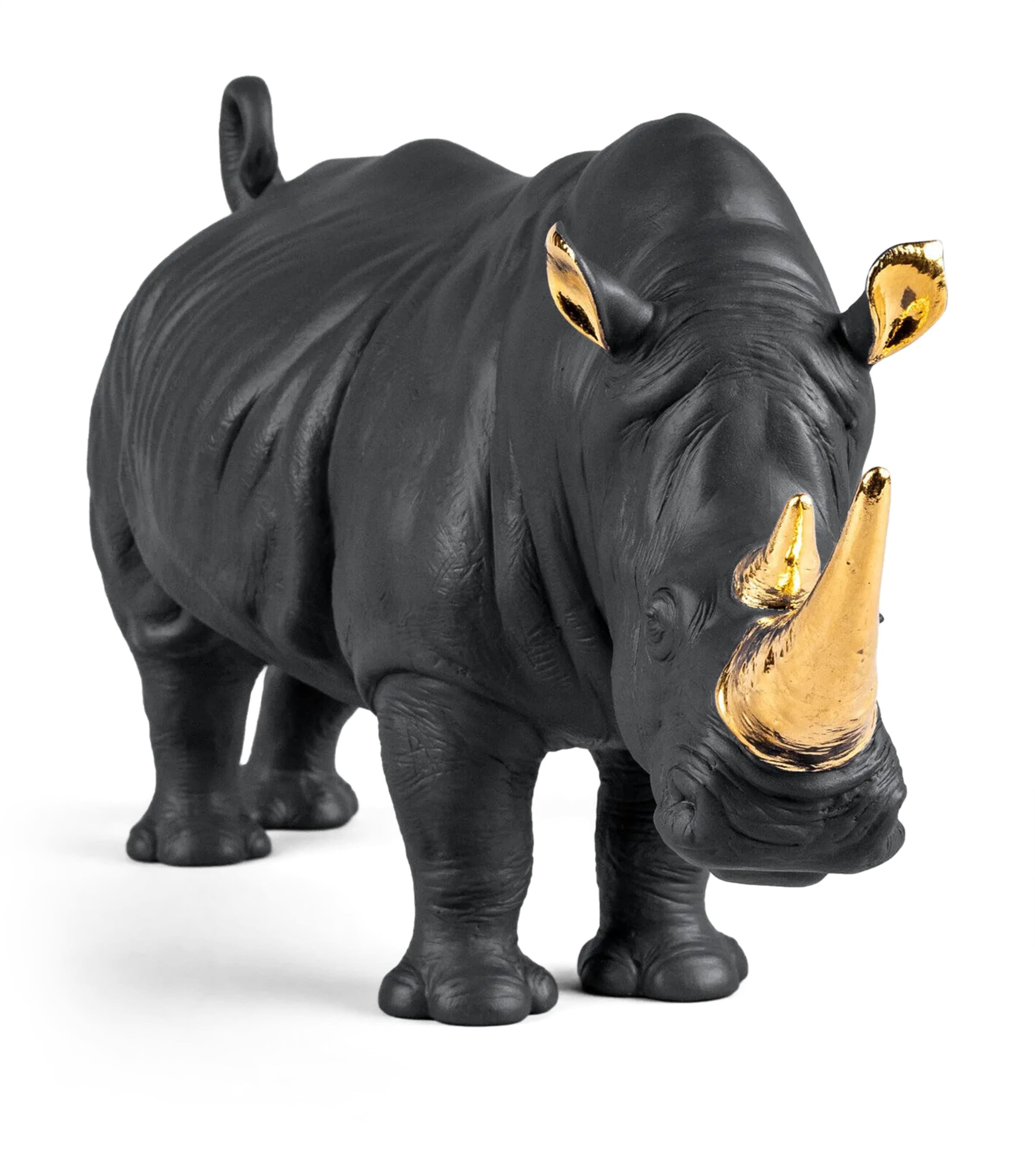 Porcelain Rhino Figurine BLACK Image 2
