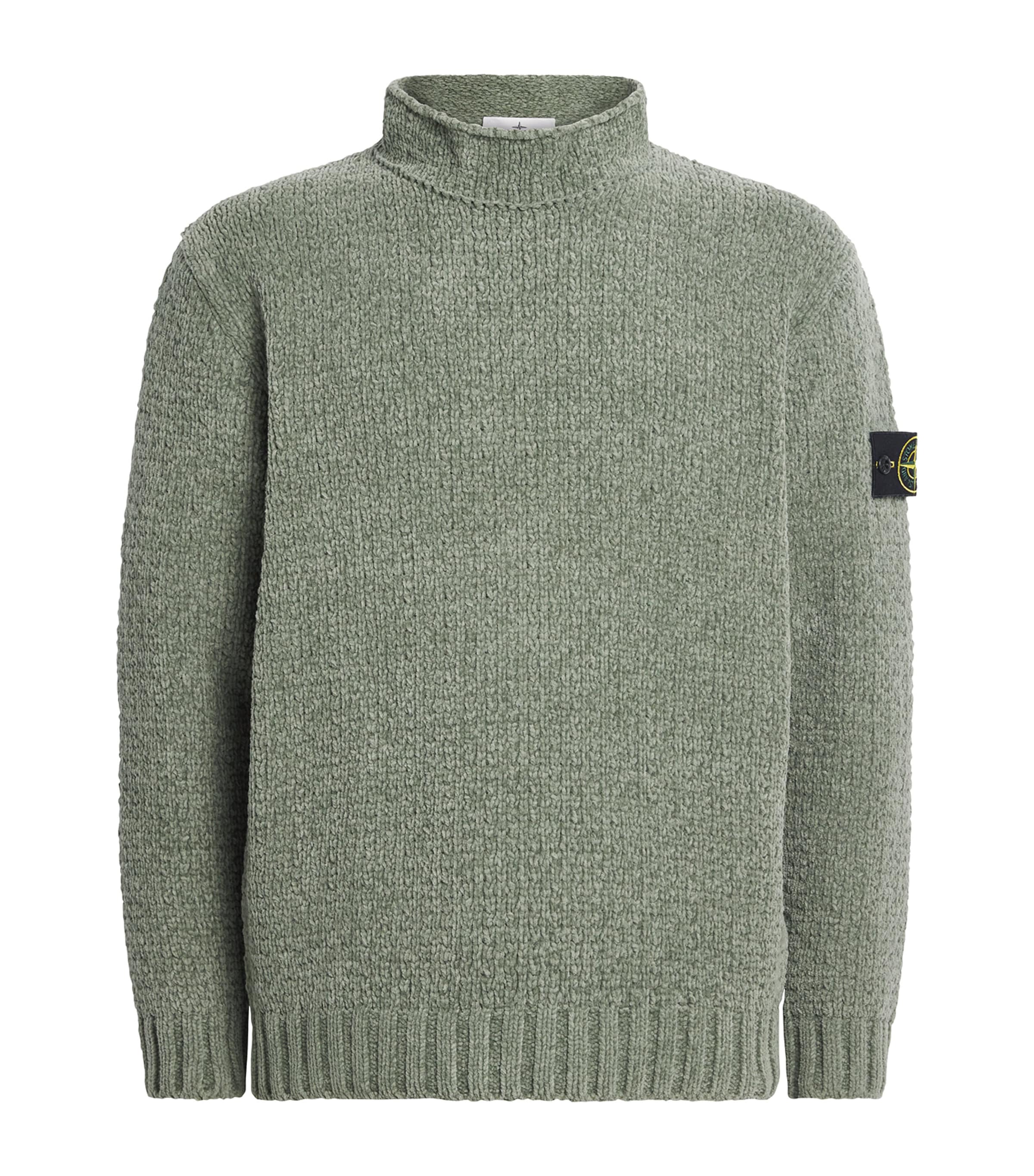 Stone Island Cotton Crew Neck Sweater With Ribbed Edges In Green
