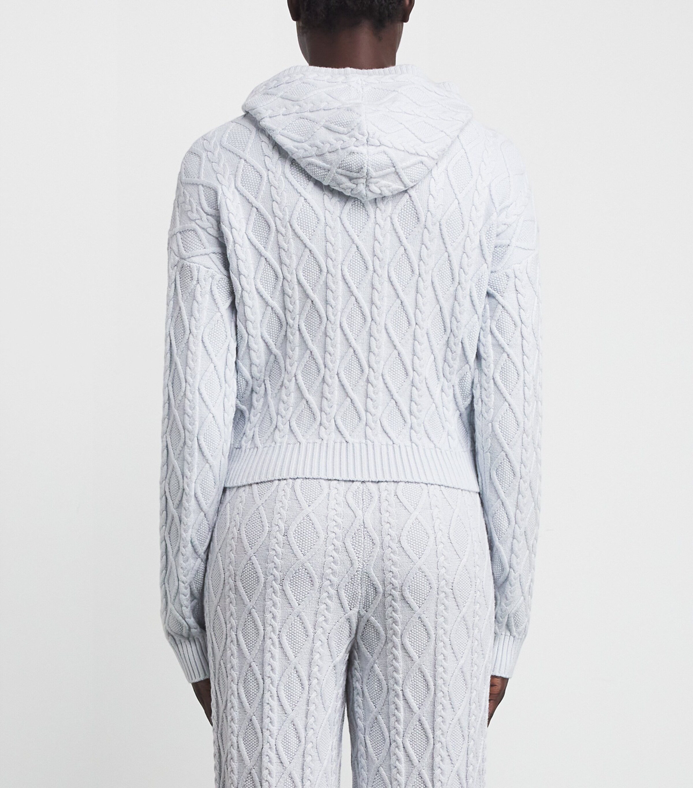 Skims Womens Cable-Knit Snow Bunny Zip-Up Hoodie Zen Blue Image 4