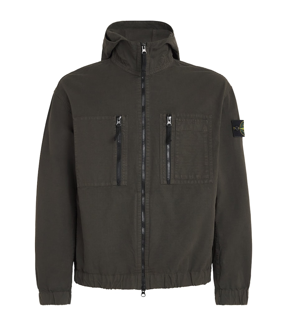 Stone Island Mens Organic Cotton Ripstop Hooded Overshirt Image 1