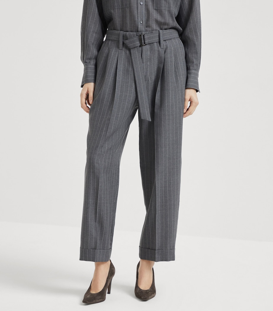 Virgin Wool Wide-Leg Sartorial Tailored Trousers C040 Image 2