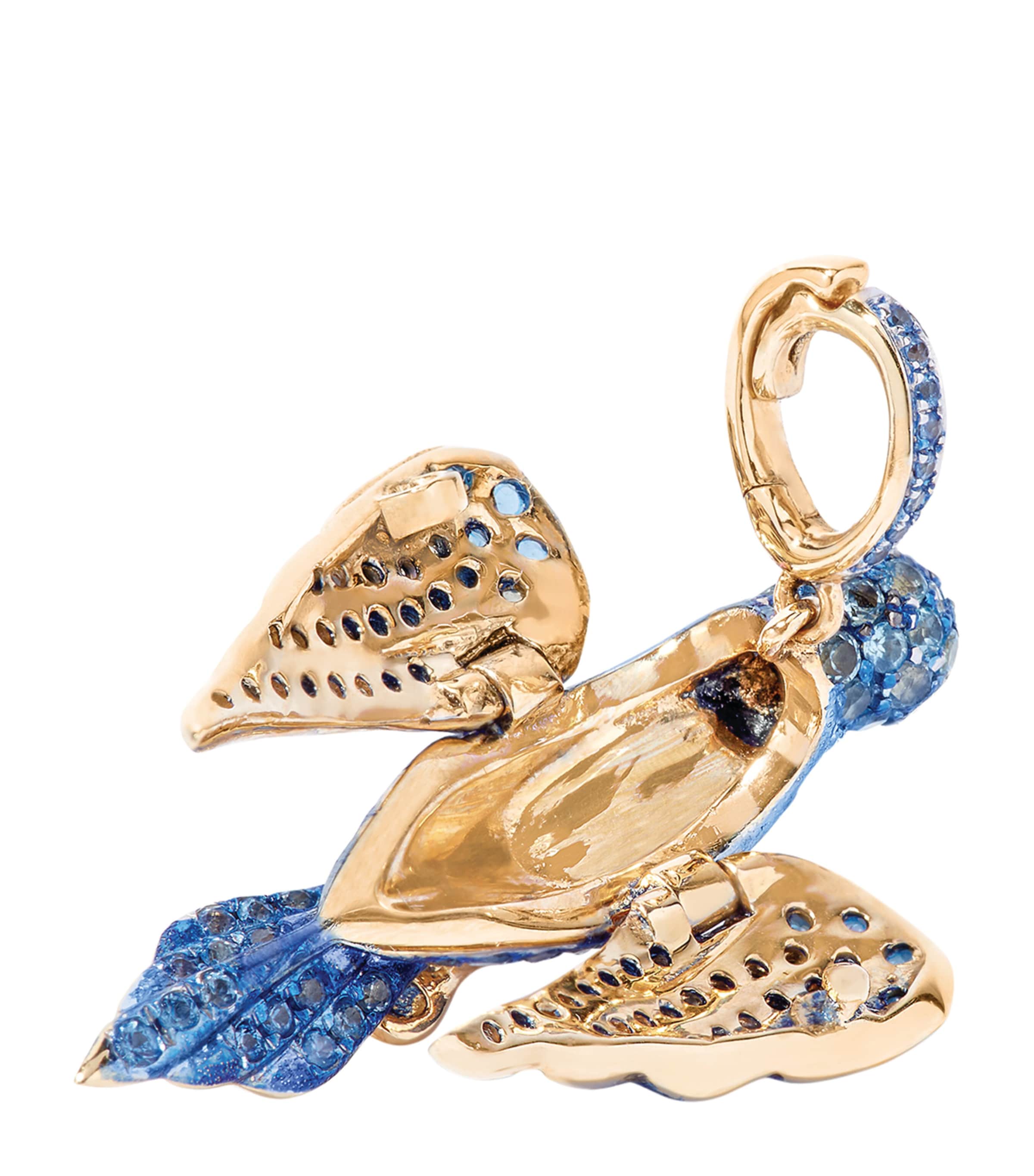 Yellow Gold, Diamond, Topaz and Sapphire Bluebird Locket Charm YELLOW GOLD Image 4