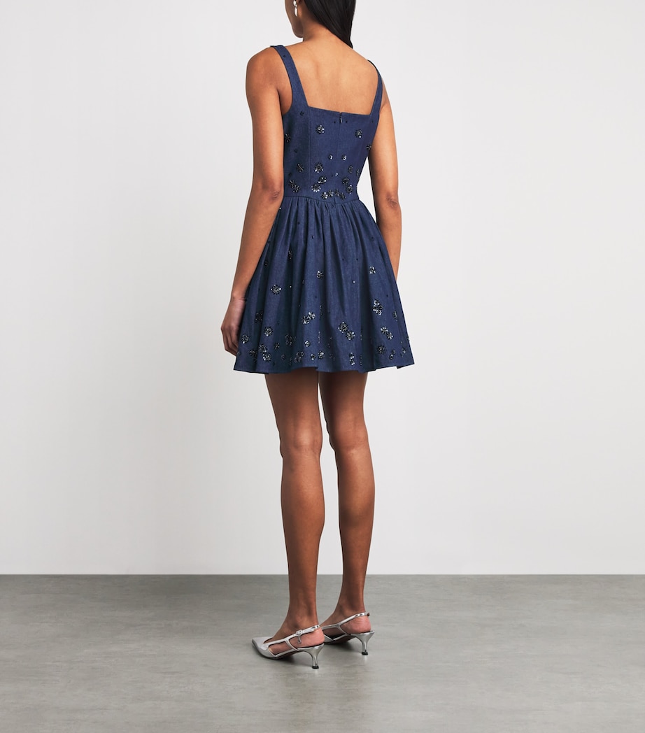 Maje Womens Denim Embellished Mini Dress Navy Image 4