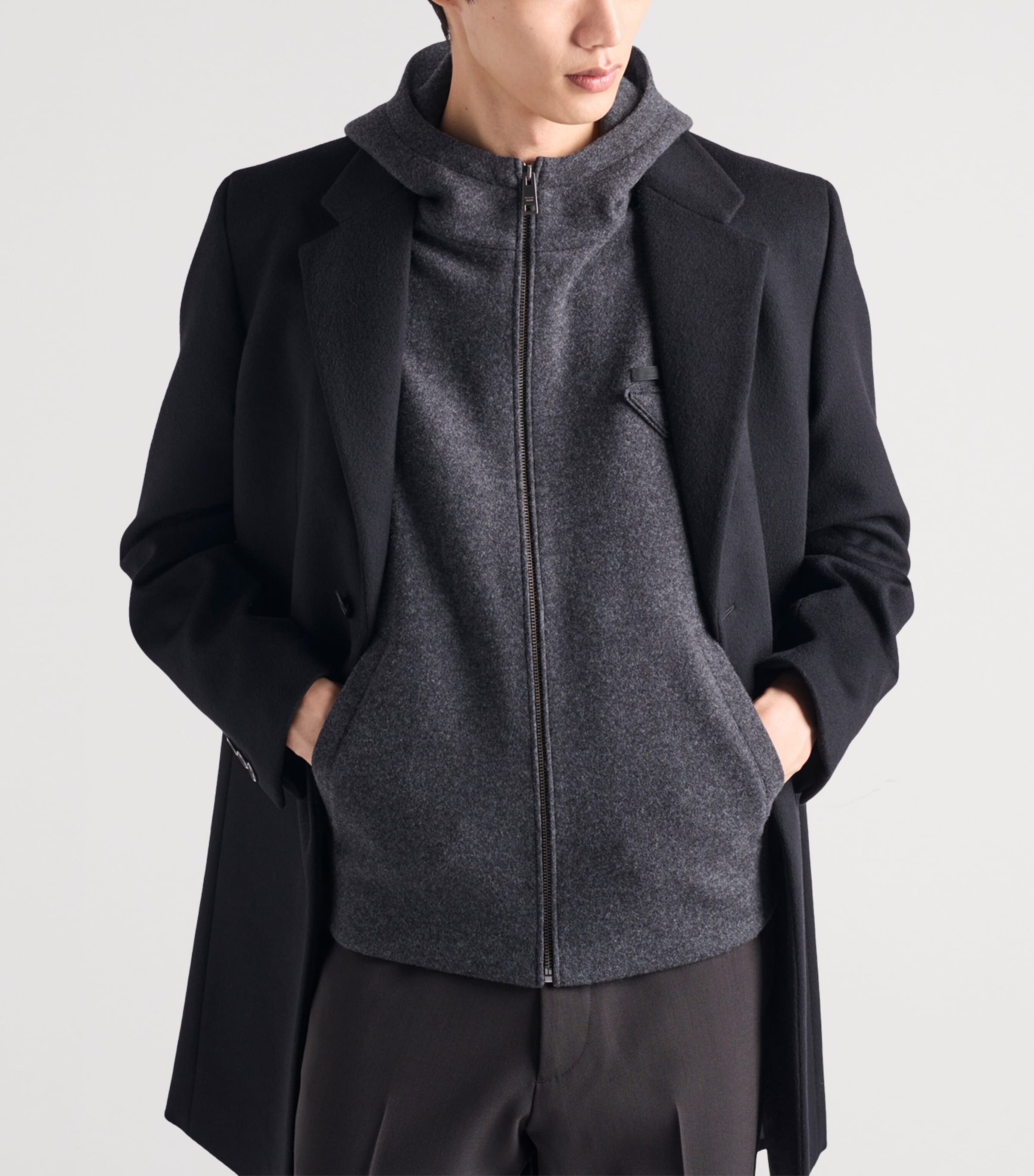 Wool-Cashmere Hooded Gilet F0AGF Image 6