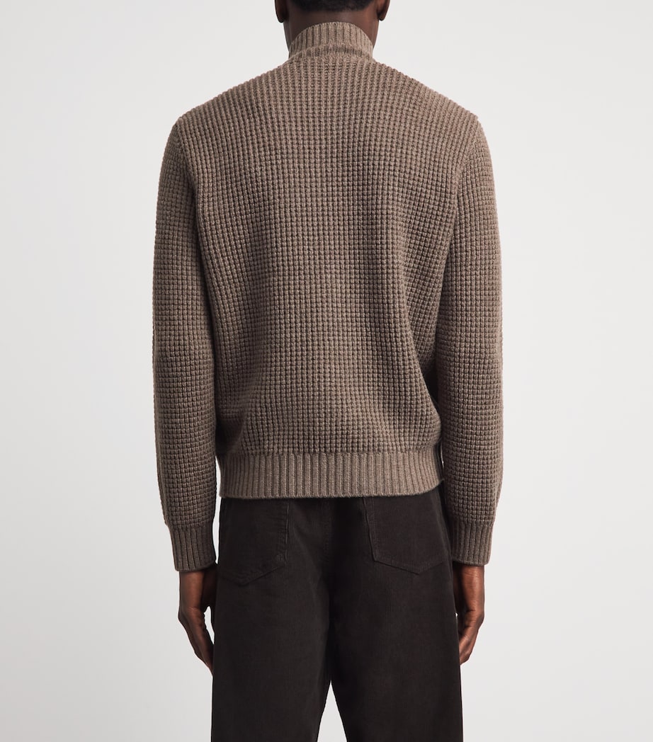 Corneliani Mens Wool-Suede Hybrid Jacket Brick Brown Image 5