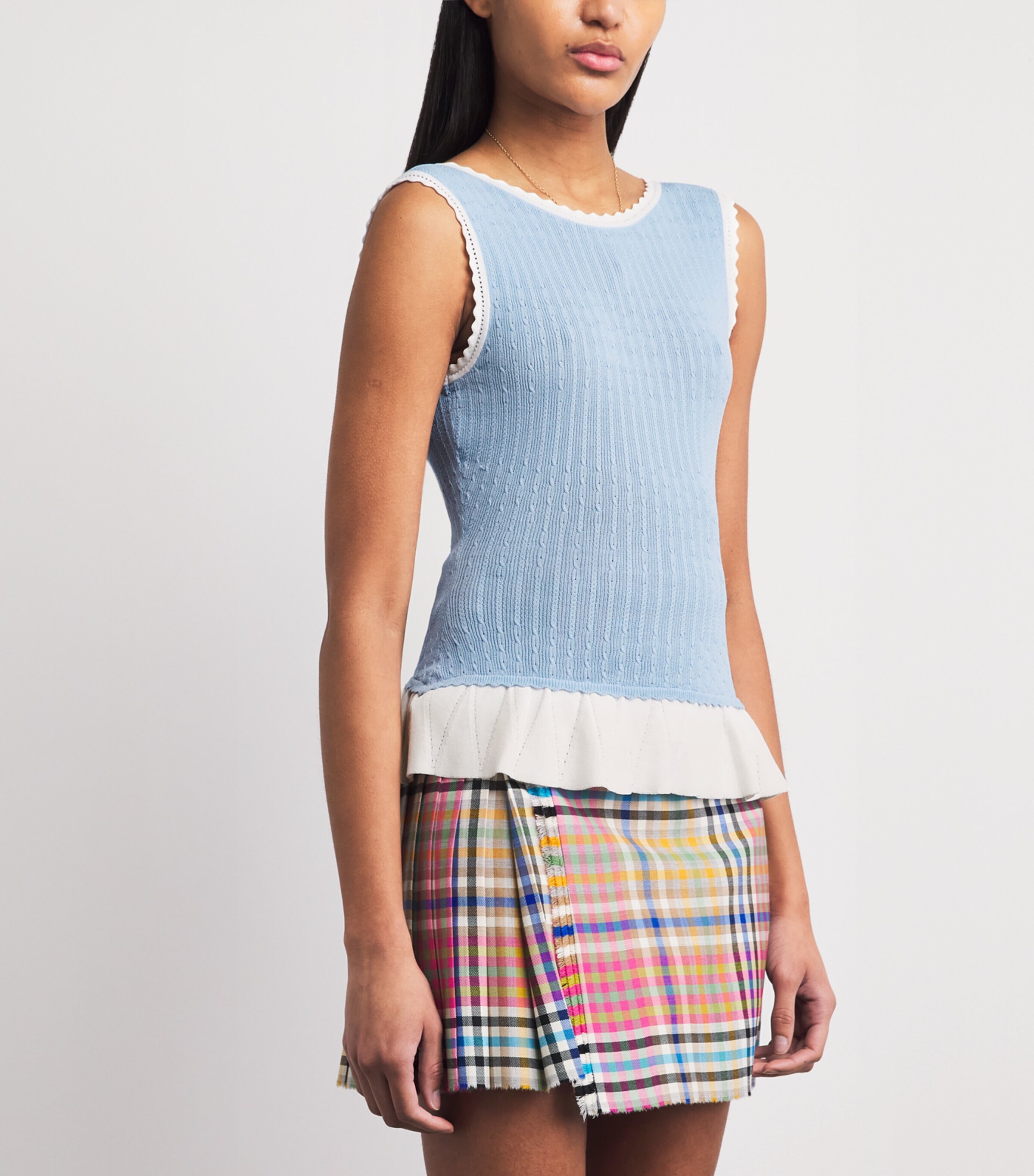 Claudie Pierlot Womens Knitted Pointelle Tank Top Cloud Blue Image 4