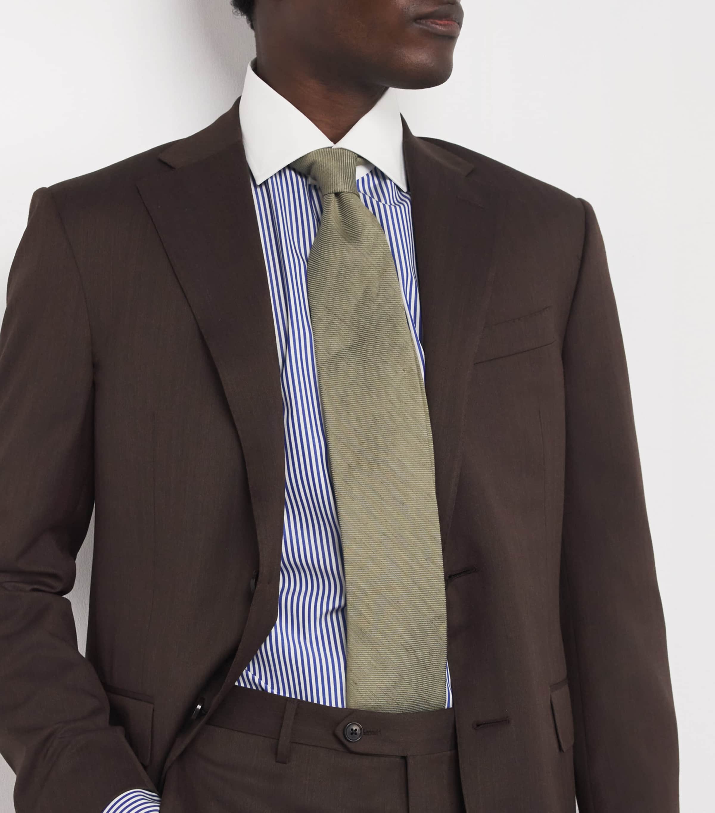 Cotton Bengal-Stripe Dress Shirt BLUE AND WHITE Image 6