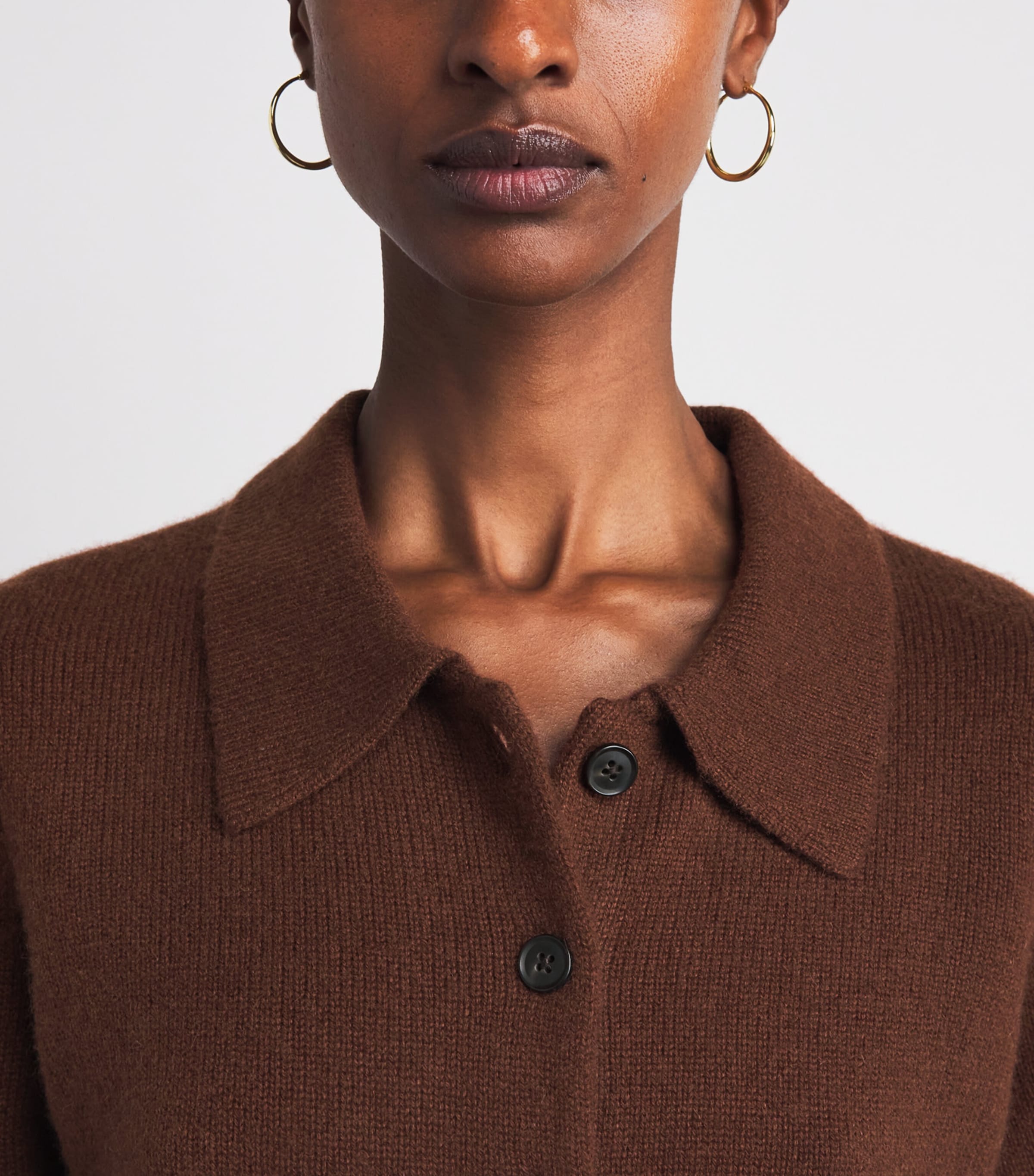 ME+EM Womens Cashmere Straight Cardigan Pecan Brown Image 3