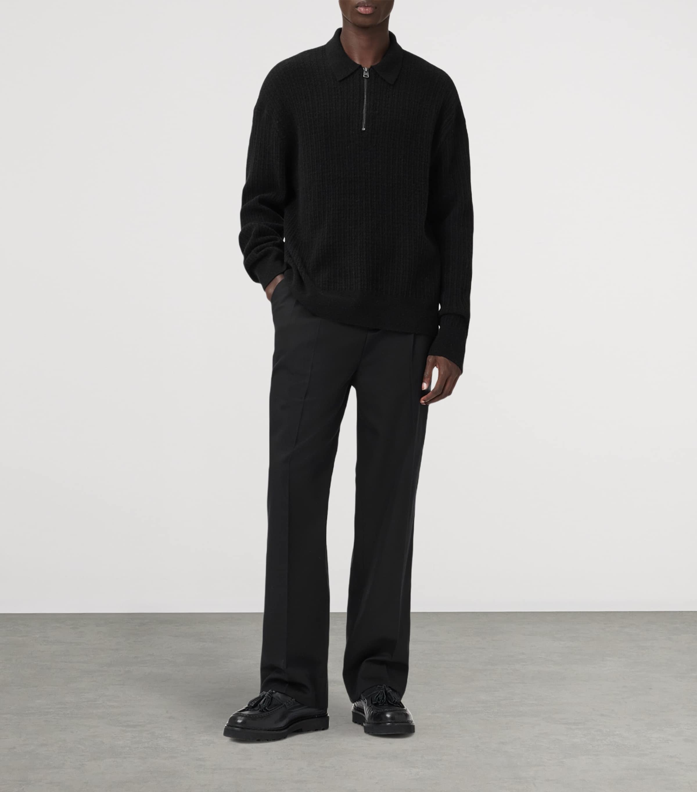 Wool-Blend Quarter-Zip Jakob Polo Sweater BLACK Image 2