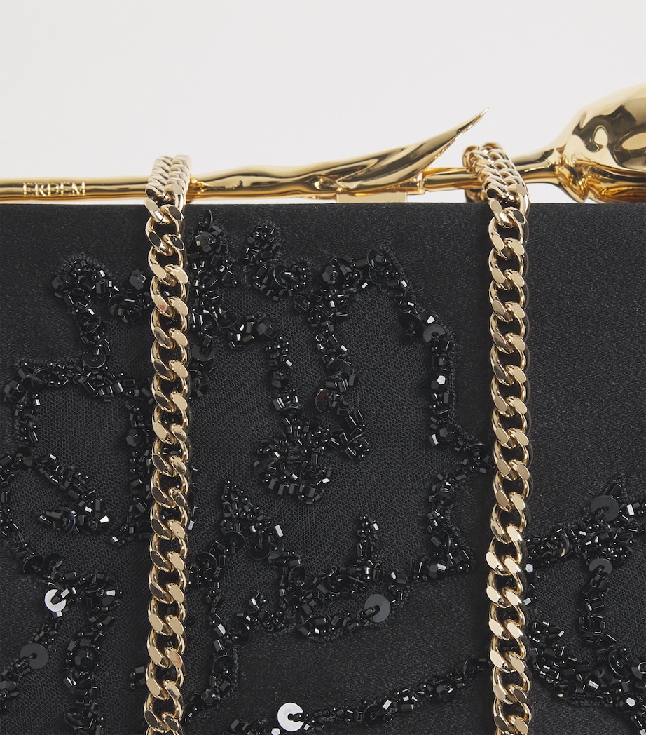 Erdem Embellished Bloom Clutch Bag Black Image 6