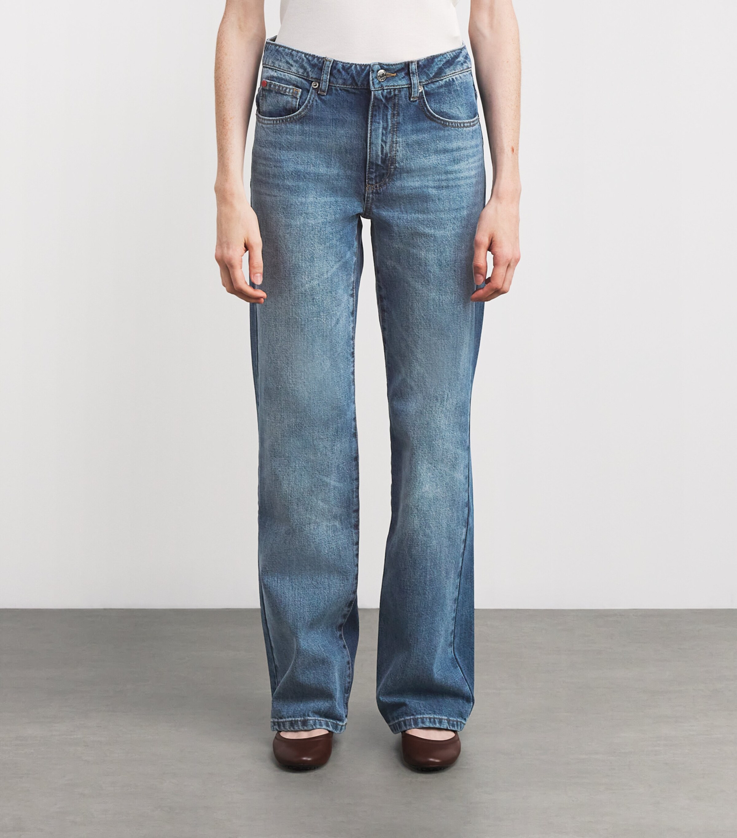 Faded High-Rise Straight Jeans NAVY Image 3