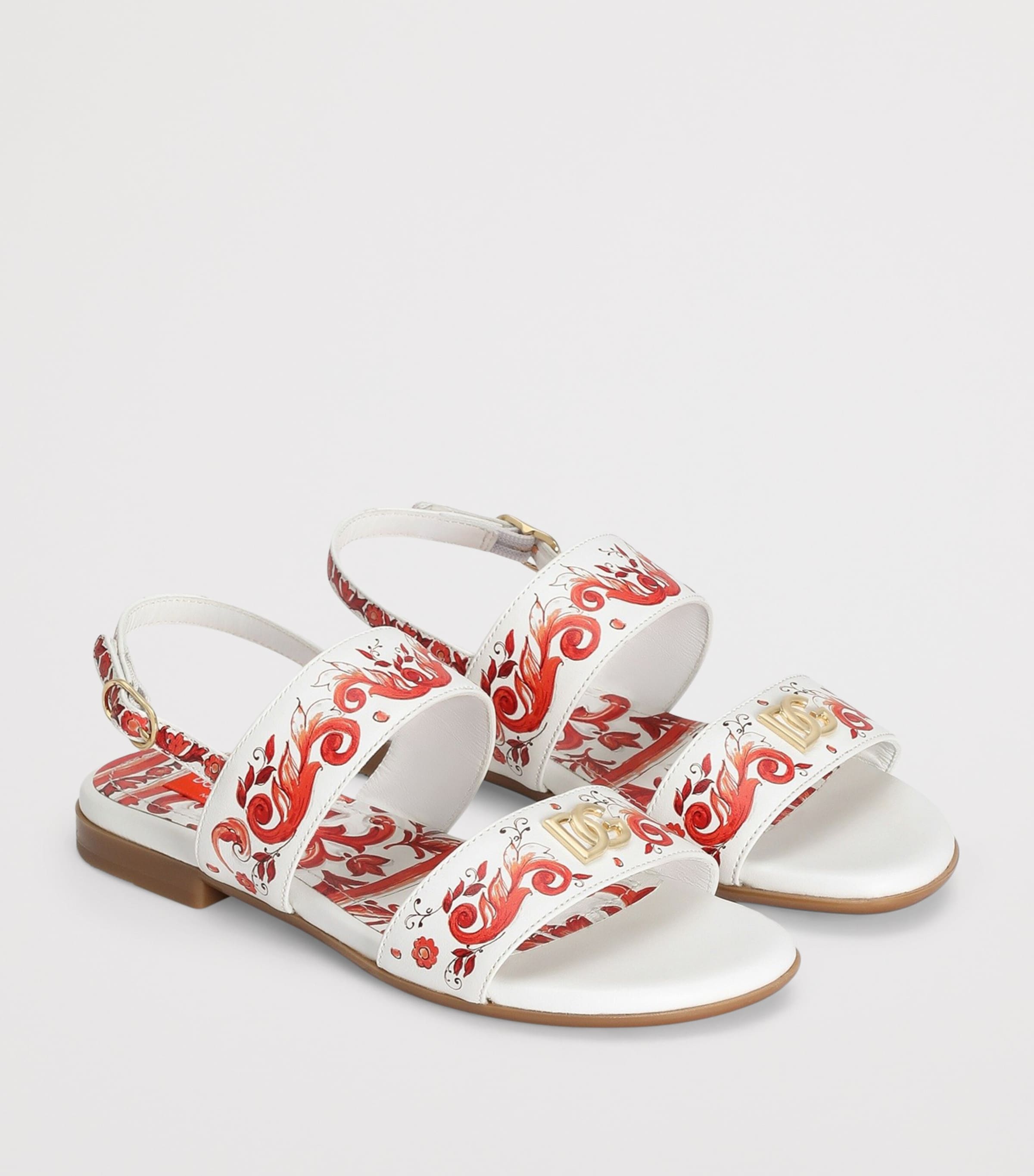 Dolce&Gabbana Kids Calfskin Majolica Sandals Maiolica Ora Image 2