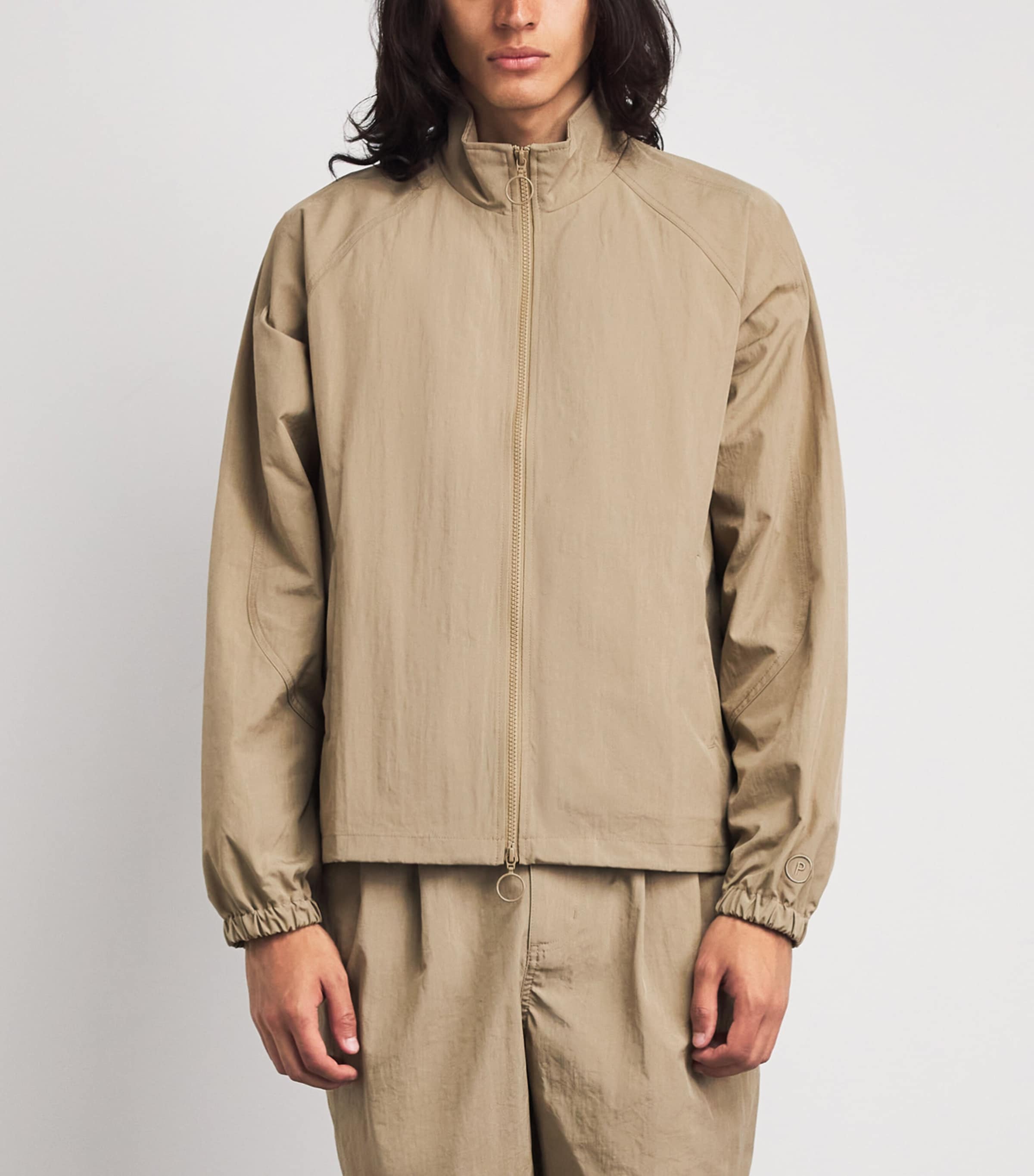 Picante Mens Crinkled Track Jacket Taupe Image 4