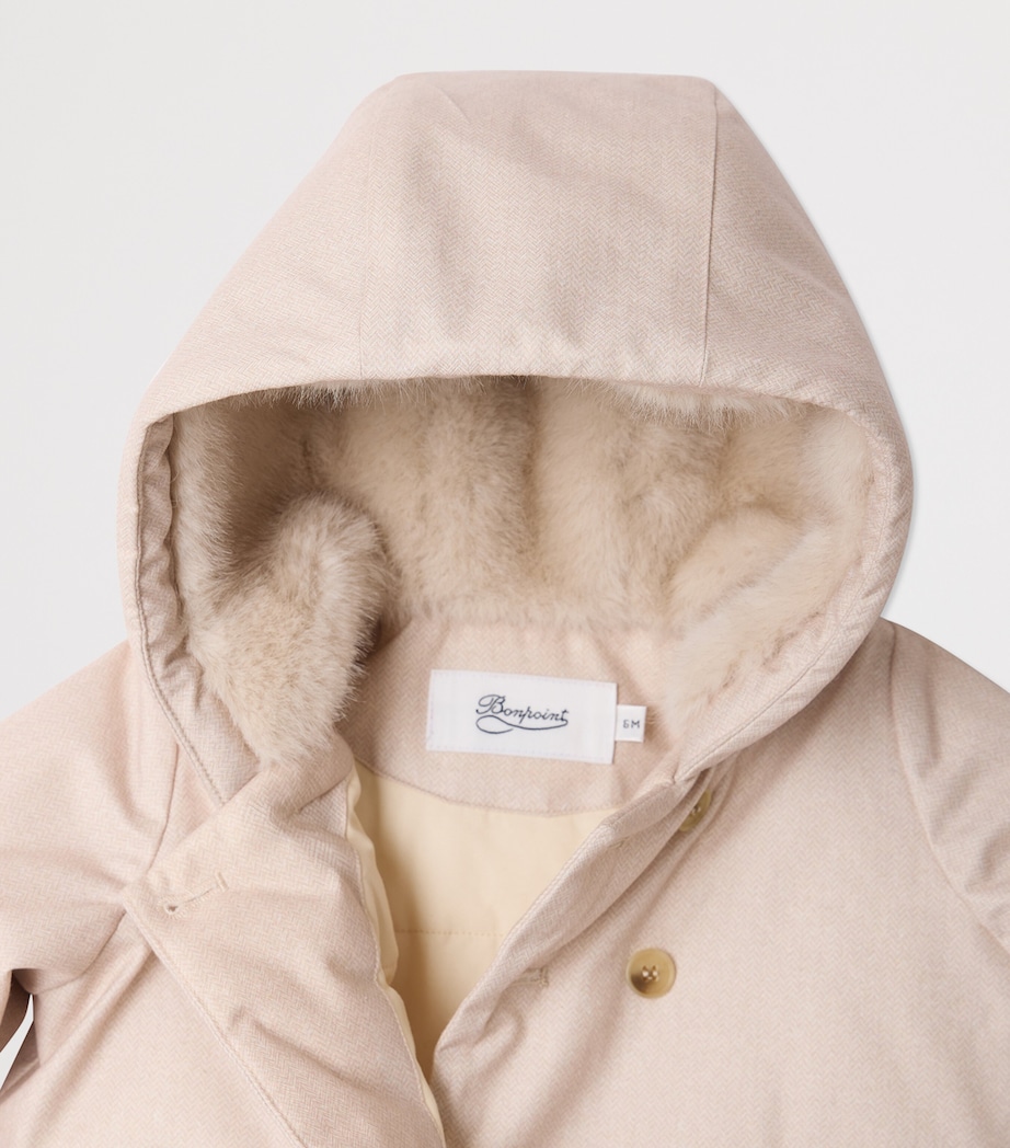Bonpoint Faux Fur-Lined Hooded Coat (6-18 Months) Beige Chine Image 4