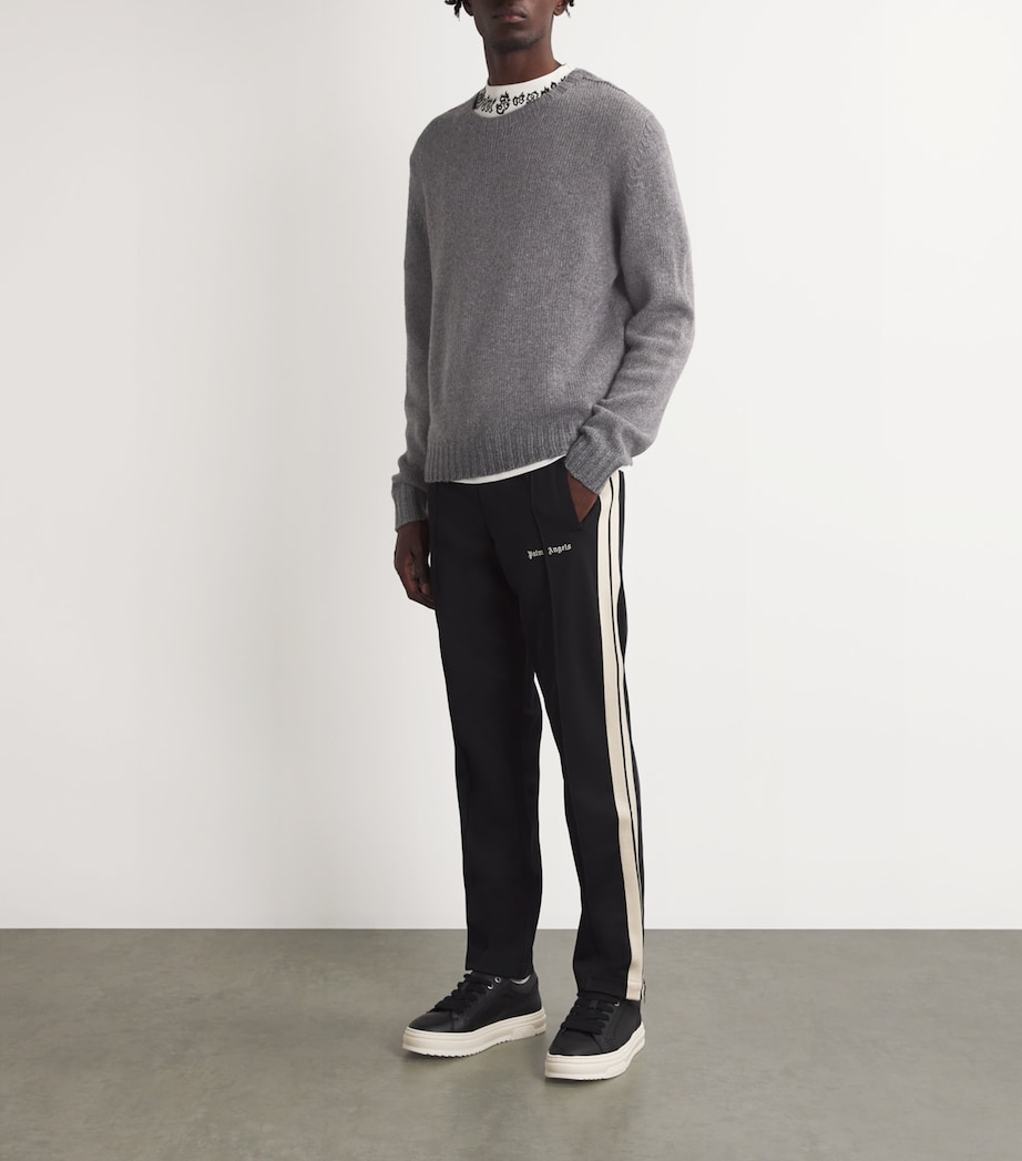 Palm Angels Mens Logo Sweater Grey Melange Image 2