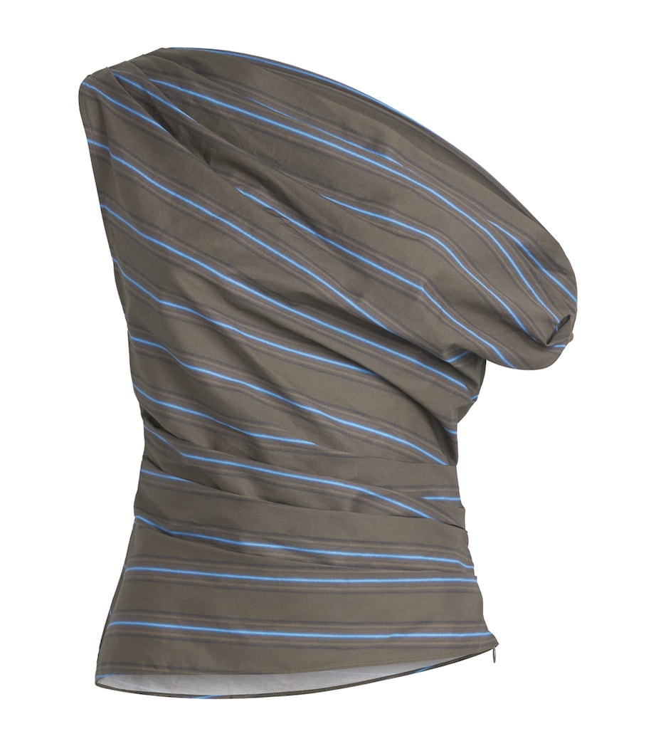 STAUD Womens Asymmetric Phare Blouse Hnst Huntngtn Stripe Image 1