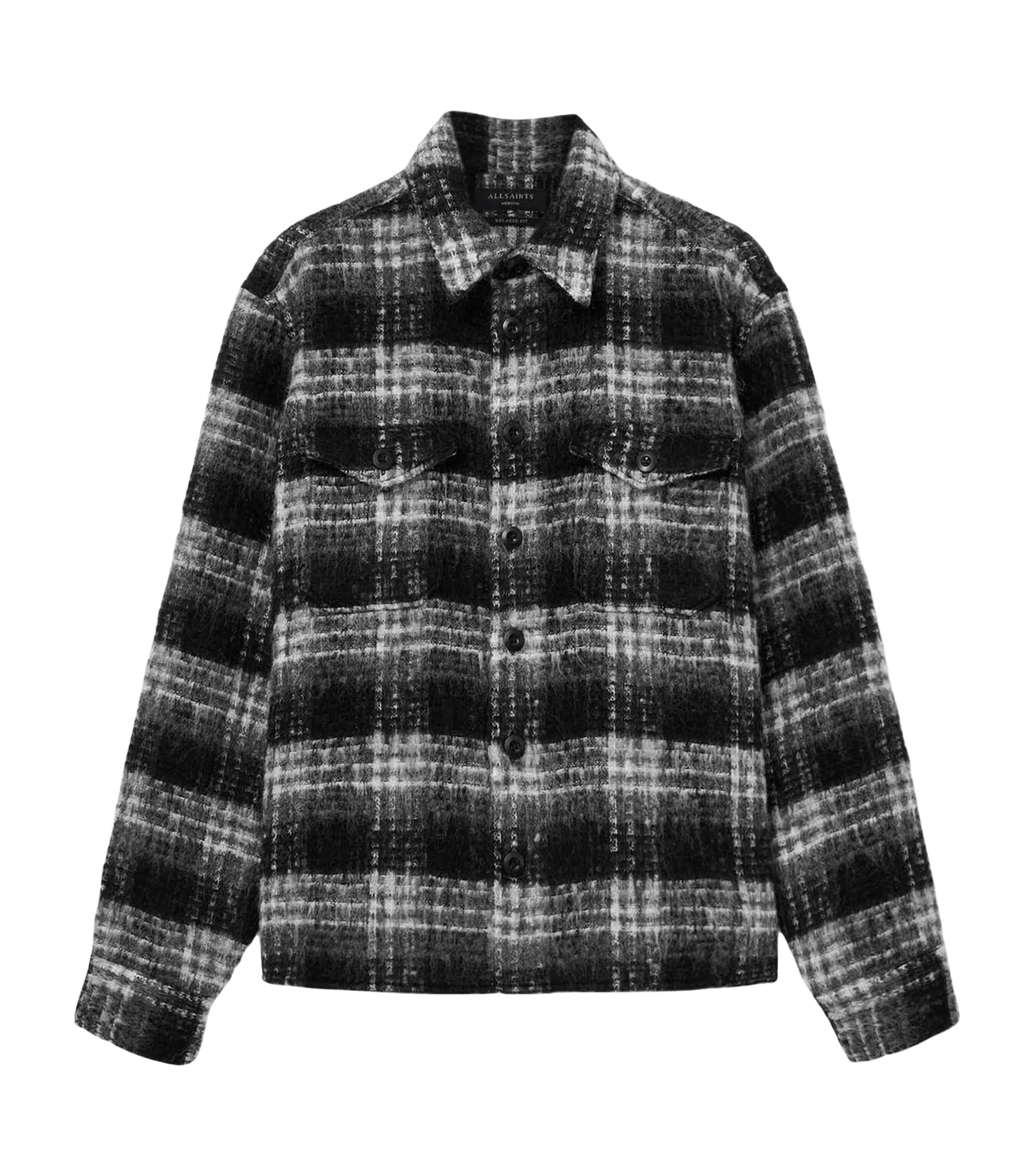 AllSaints Mens Check Korey Shirt Black/charcoal Image 1